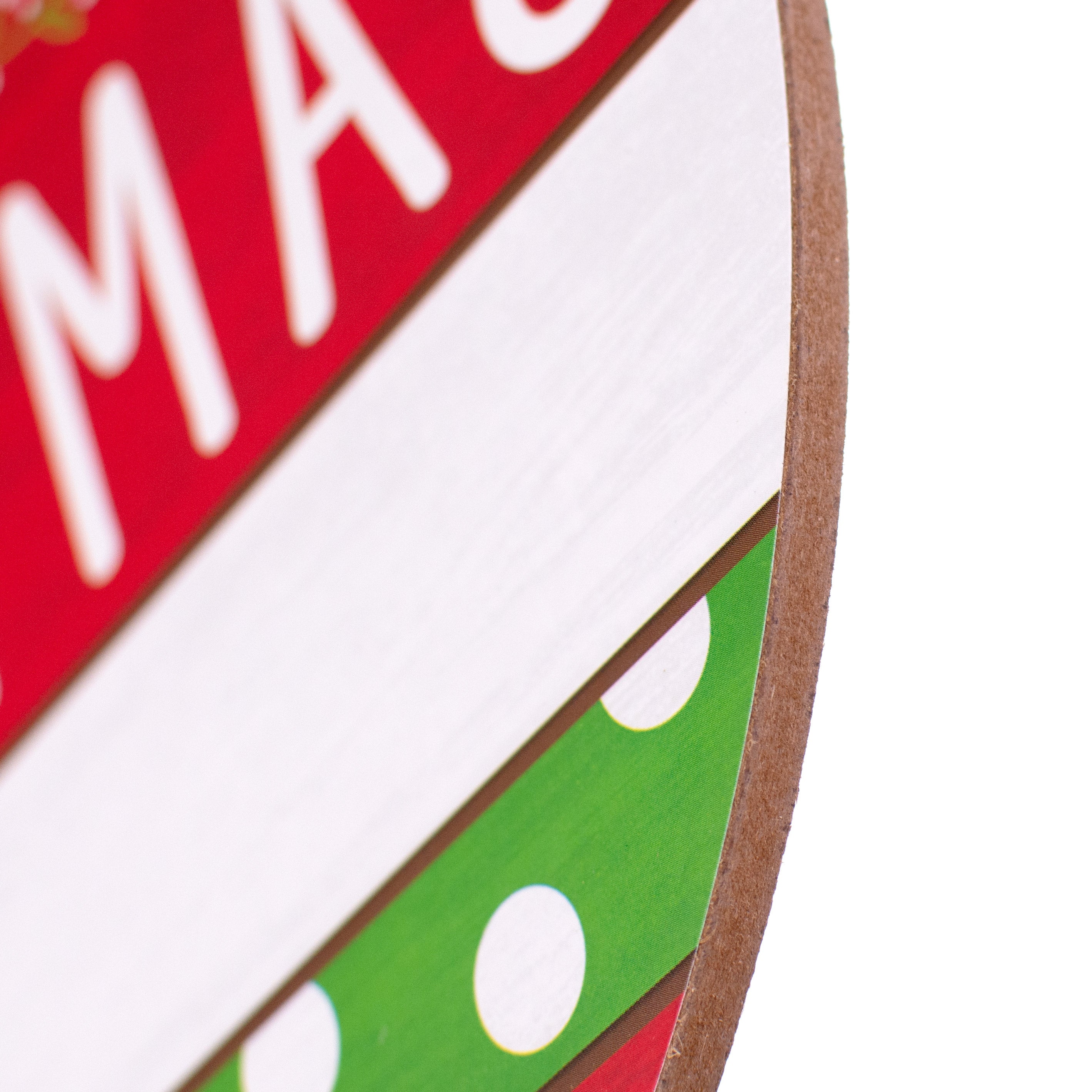 10" Round Wooden Sign: Whimsical Merry Christmas detail photo 3