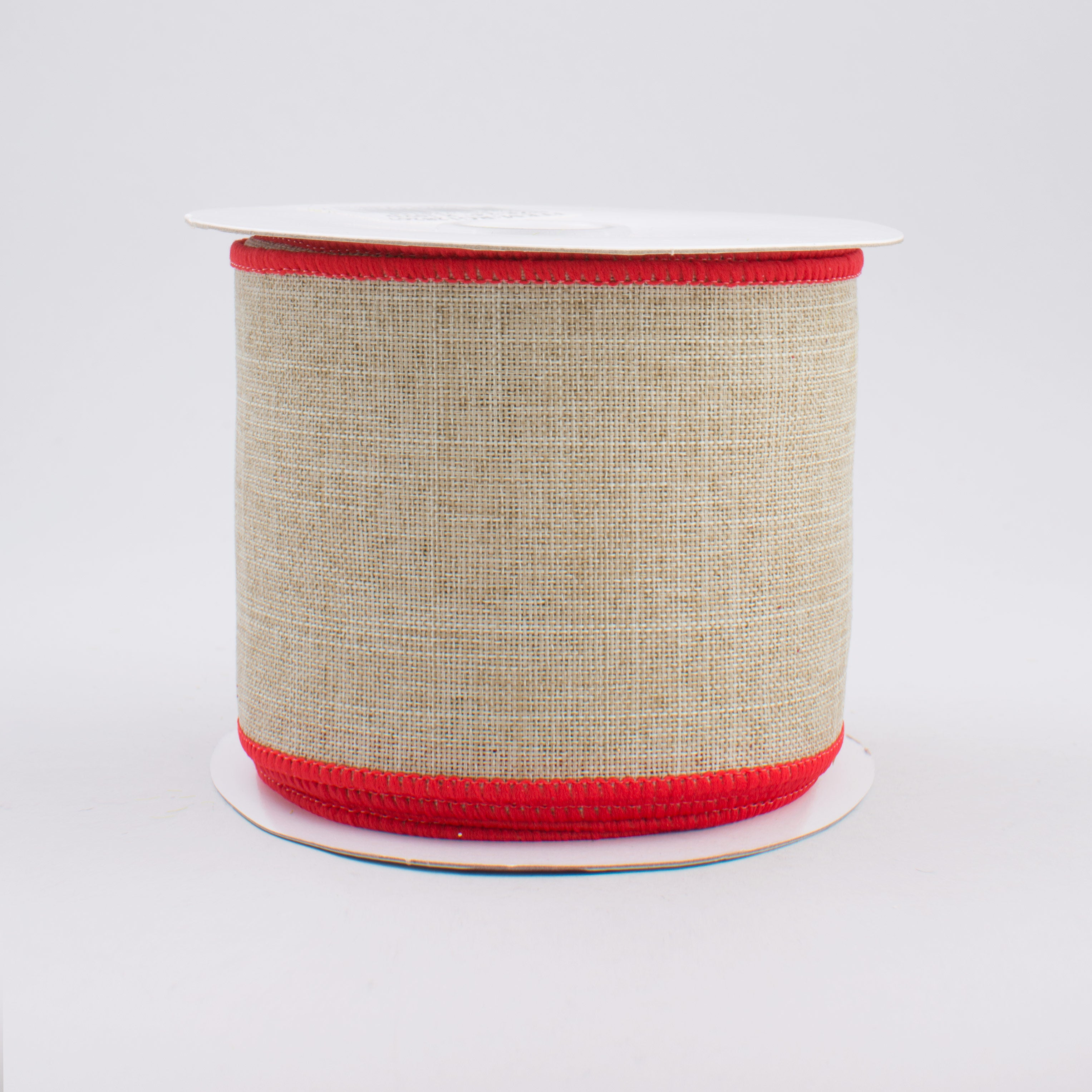 2.5" Royal Canvas Contrast Edge Ribbon: Natural & Red (10 Yards)