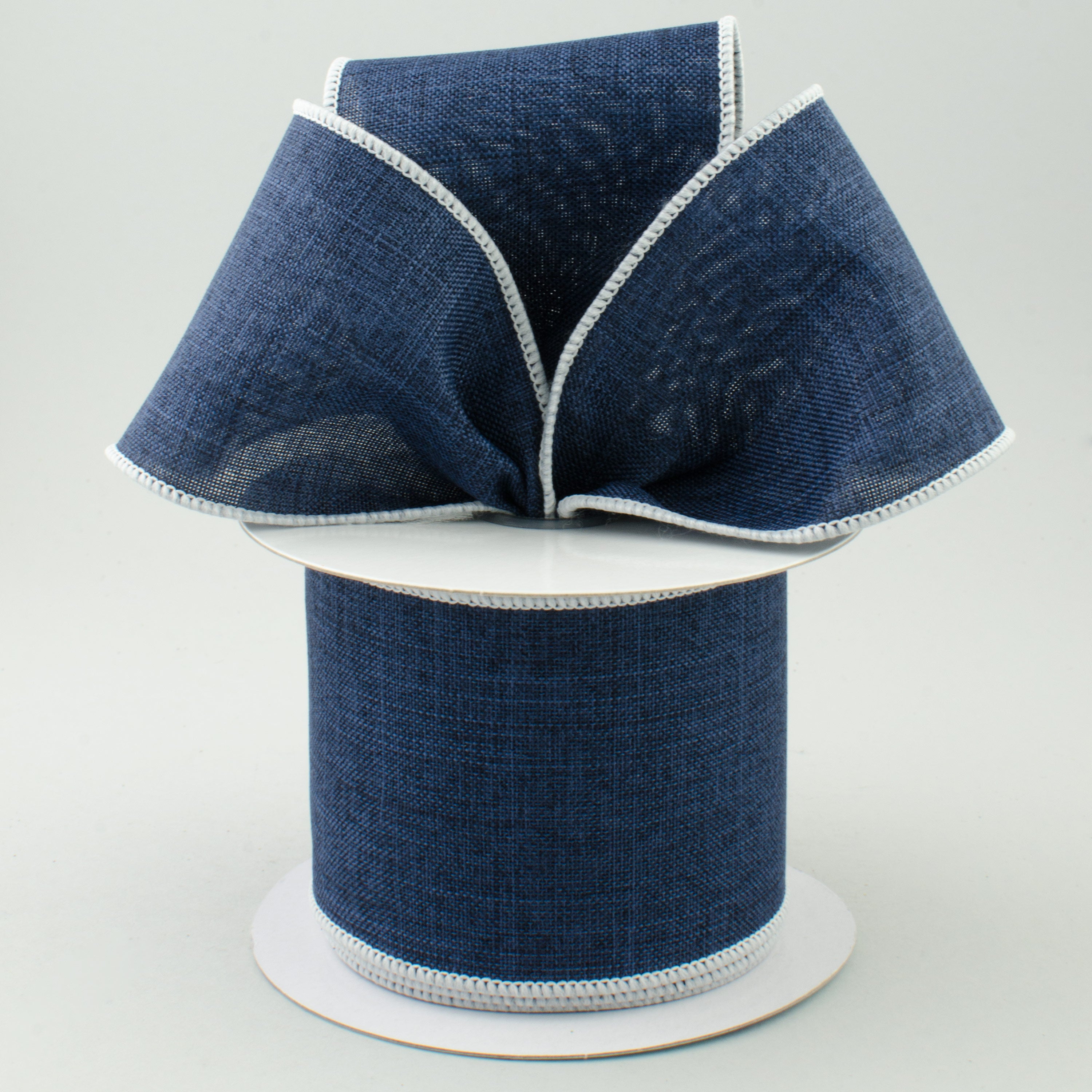 2.5" Royal Canvas Contrast Edge Ribbon: Navy Blue & White (10 Yards) Lifestyle Photo