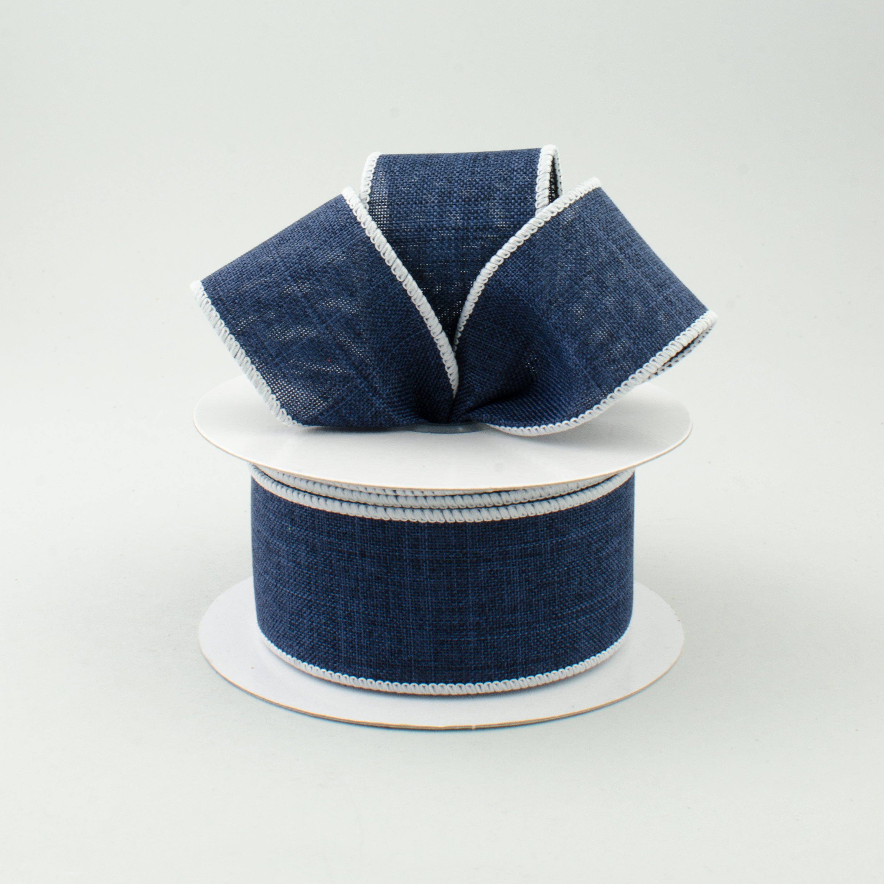 1.5" Royal Canvas Contrast Edge Ribbon: Navy Blue & White (10 Yards) Lifestyle Photo