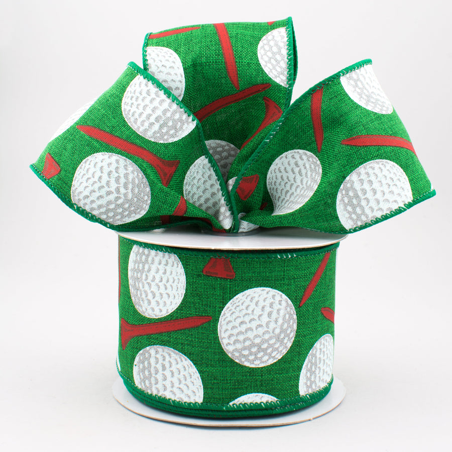 2.5" Royal Canvas Golf Balls & Tee Ribbon: Emerald Green (10 Yards) Lifestyle Photo