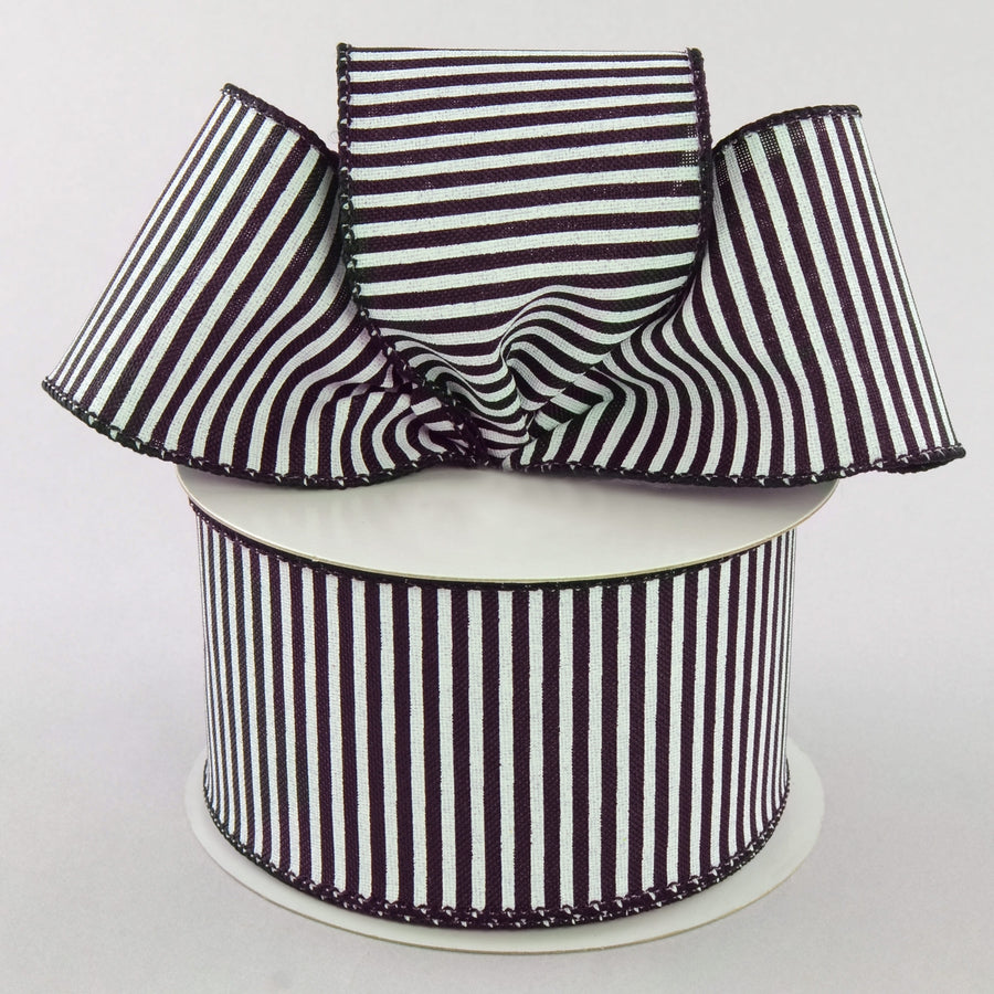 2.5" Royal Canvas Pinstripe Ribbon: Black & White (10 Yards) Lifestyle Photo