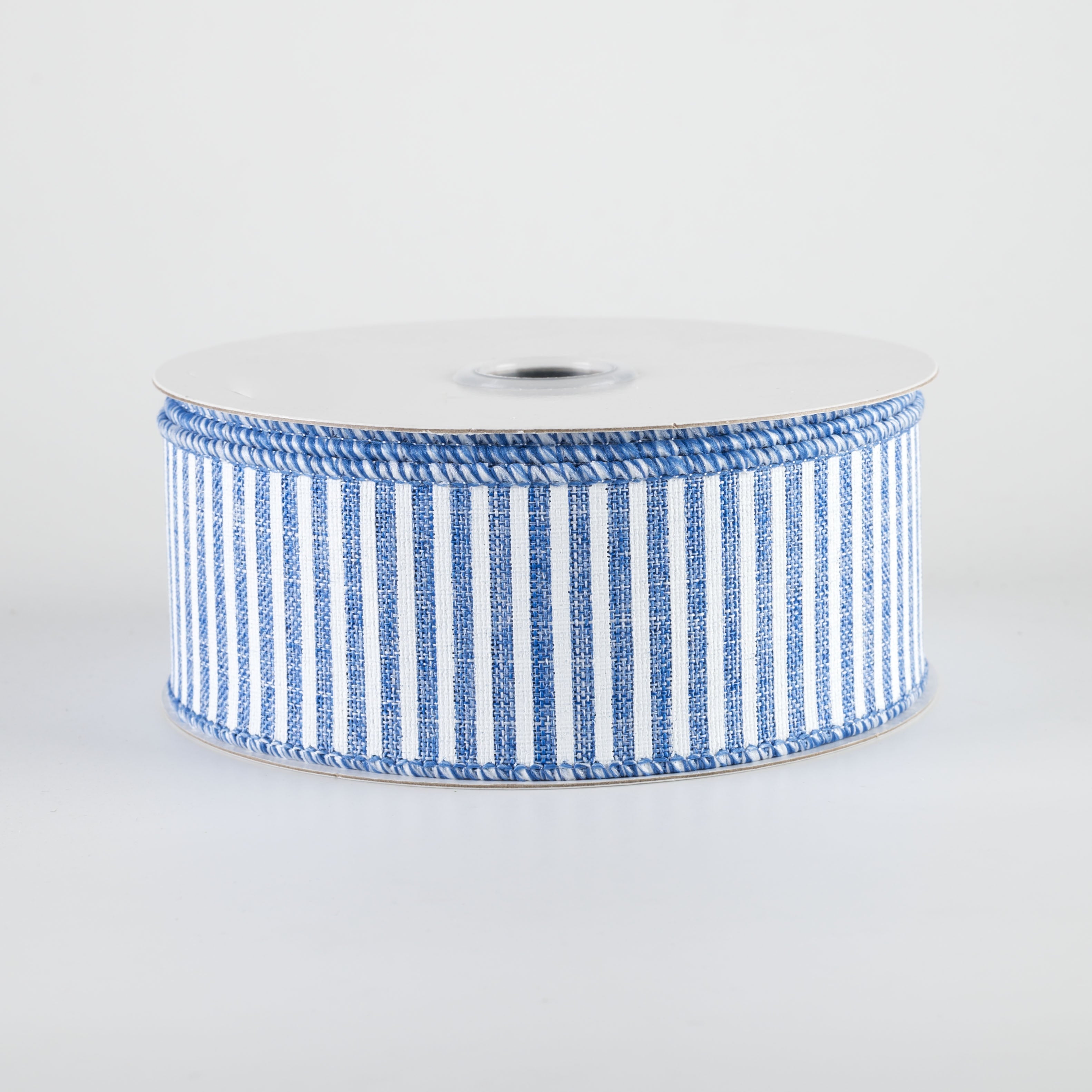 1.5" Royal Canvas Pinstripe Ribbon: Royal Blue & White (10 Yards)