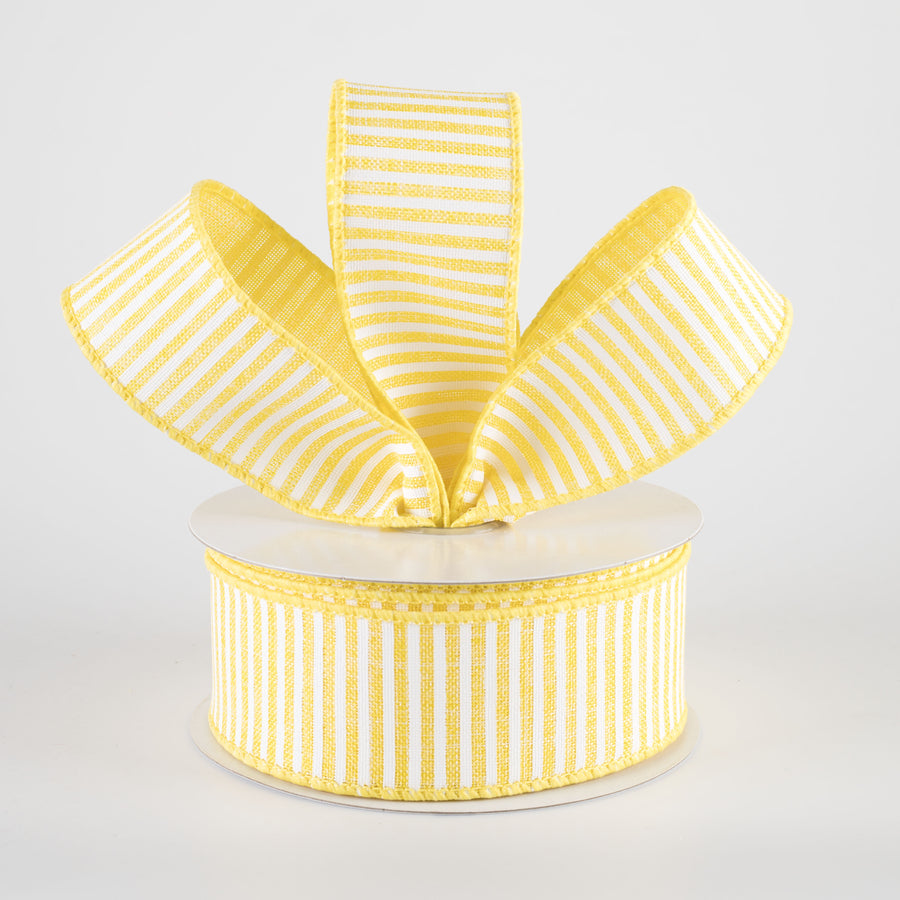 1.5" Royal Canvas Pinstripe Ribbon: Yellow & White (10 Yards) Lifestyle Photo