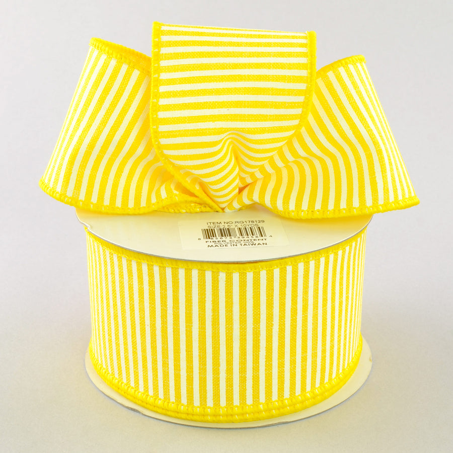 2.5" Royal Canvas Pinstripe Ribbon: Yellow & White (10 Yards) Lifestyle Photo
