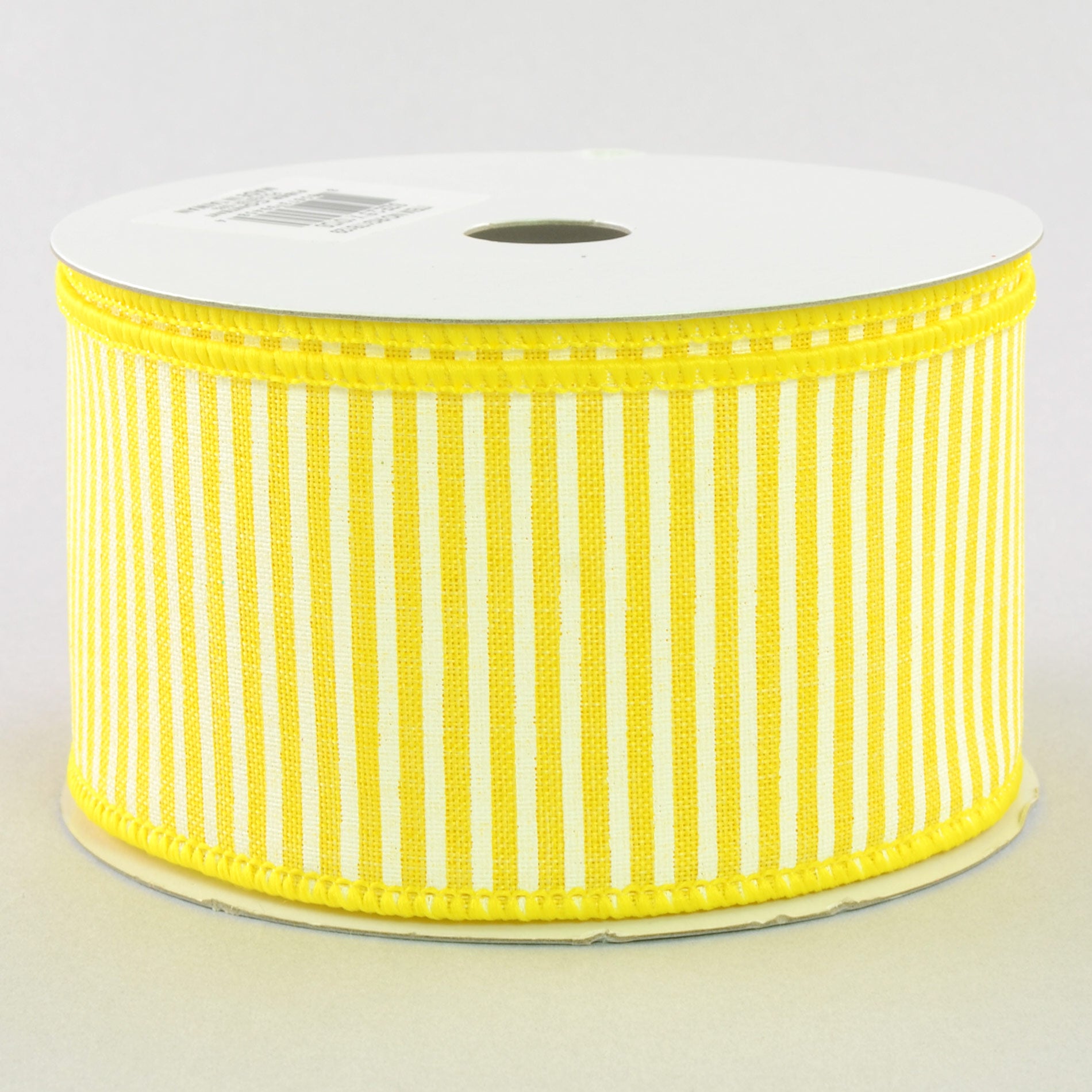 2.5" Royal Canvas Pinstripe Ribbon: Yellow & White (10 Yards)