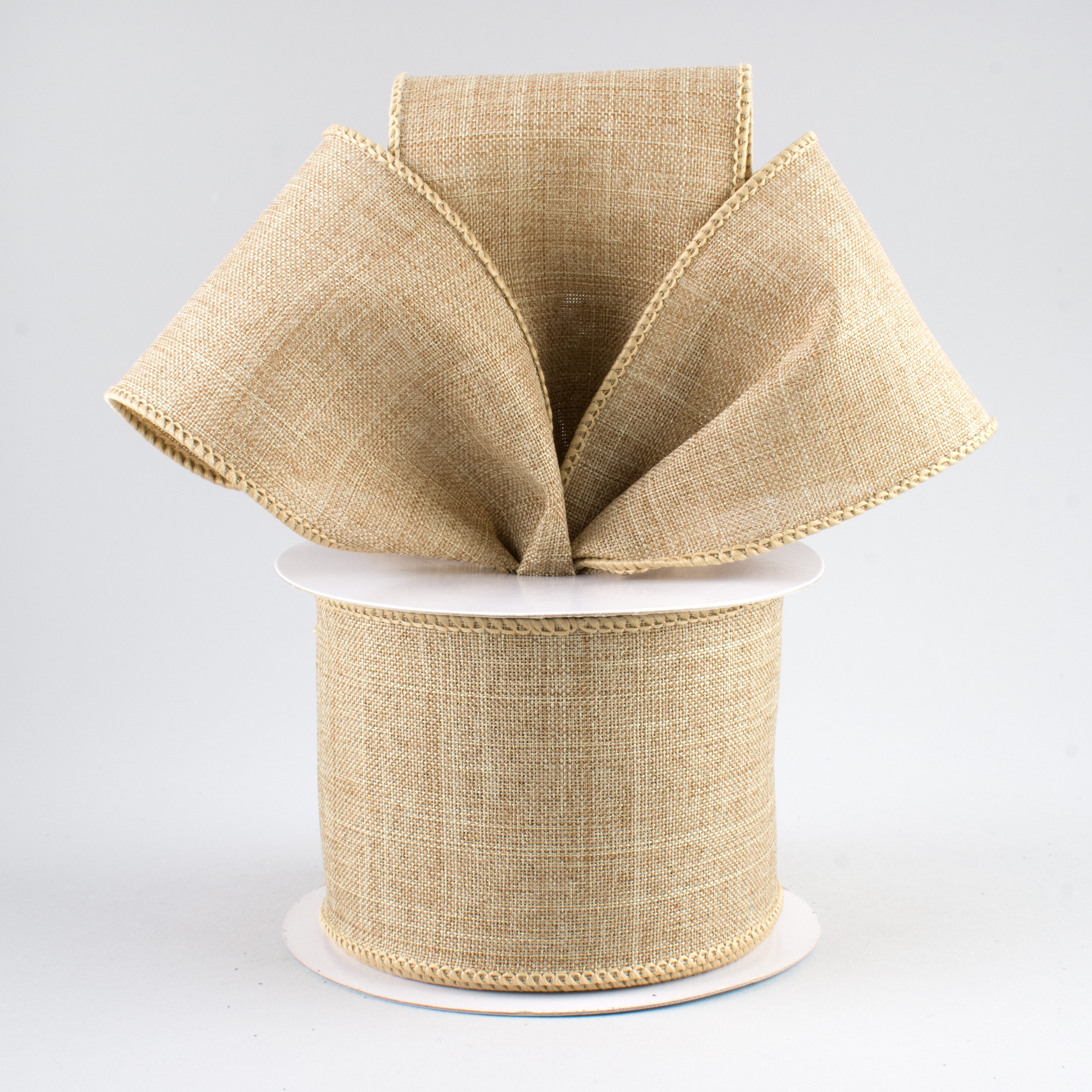 2.5" Royal Canvas Ribbon: Beige (10 Yards) Lifestyle Photo