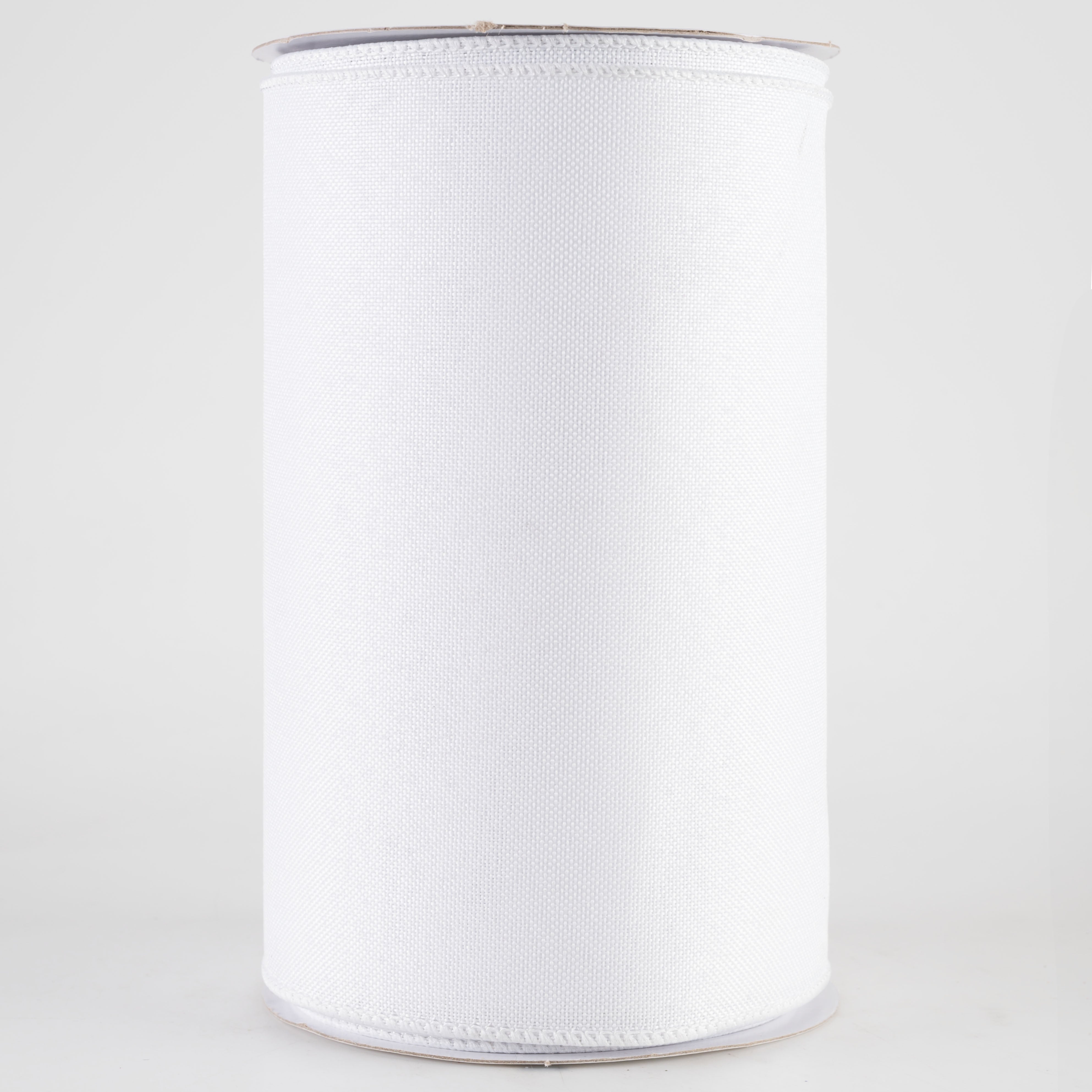 6" Royal Canvas Ribbon: White (10 Yards)