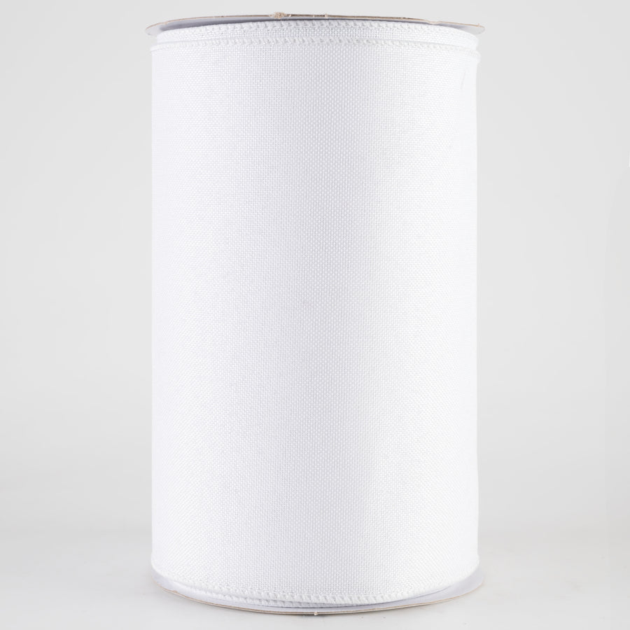 6" Royal Canvas Ribbon: White (10 Yards)