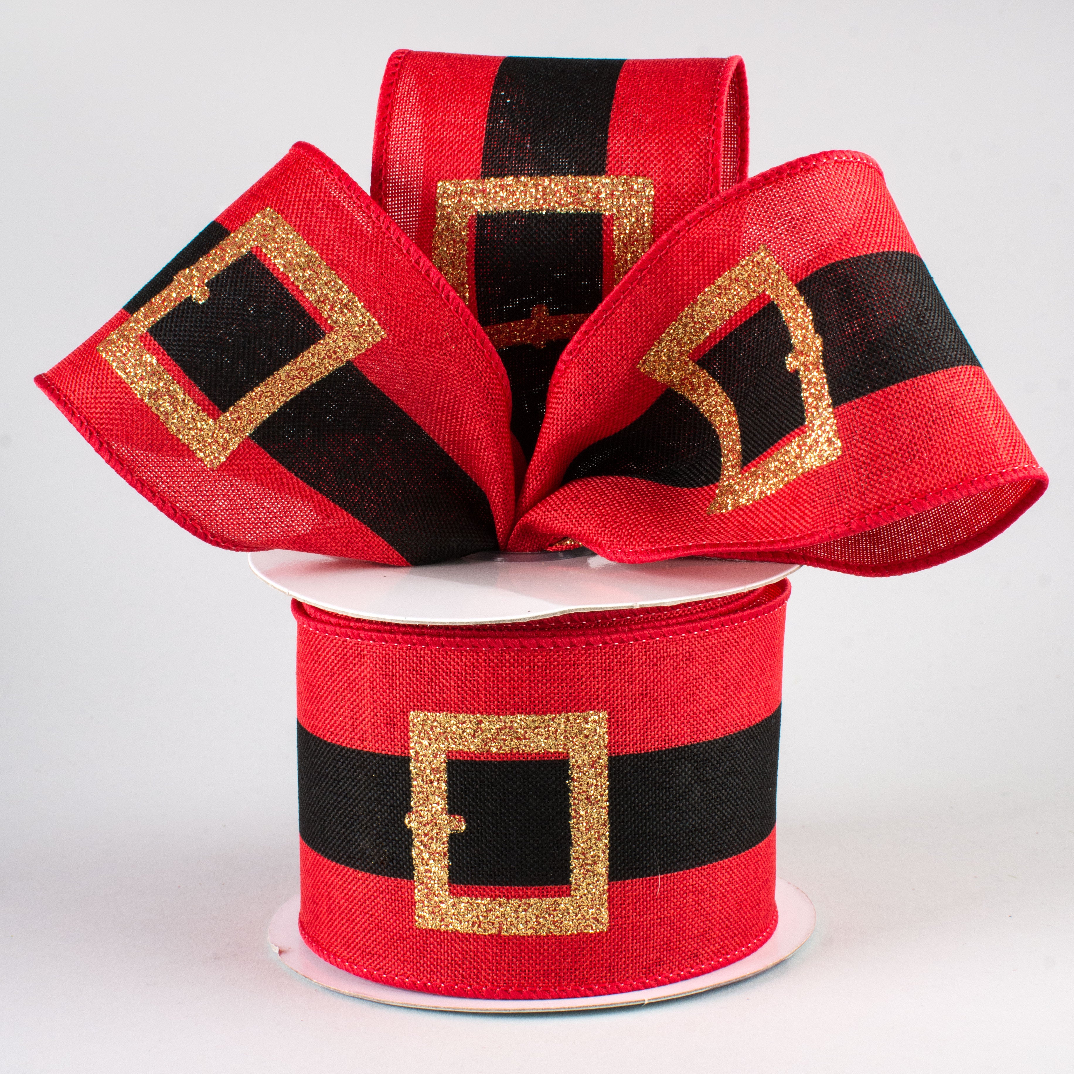 2.5" Royal Canvas Santa Belt Ribbon (10 Yards) Lifestyle Photo
