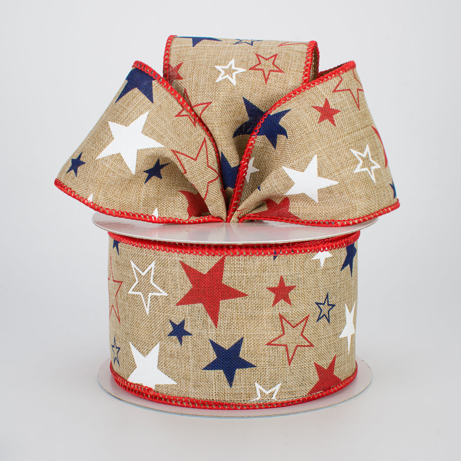 2.5" Royal Canvas Stars Ribbon: RWB (10 Yards) Lifestyle Photo