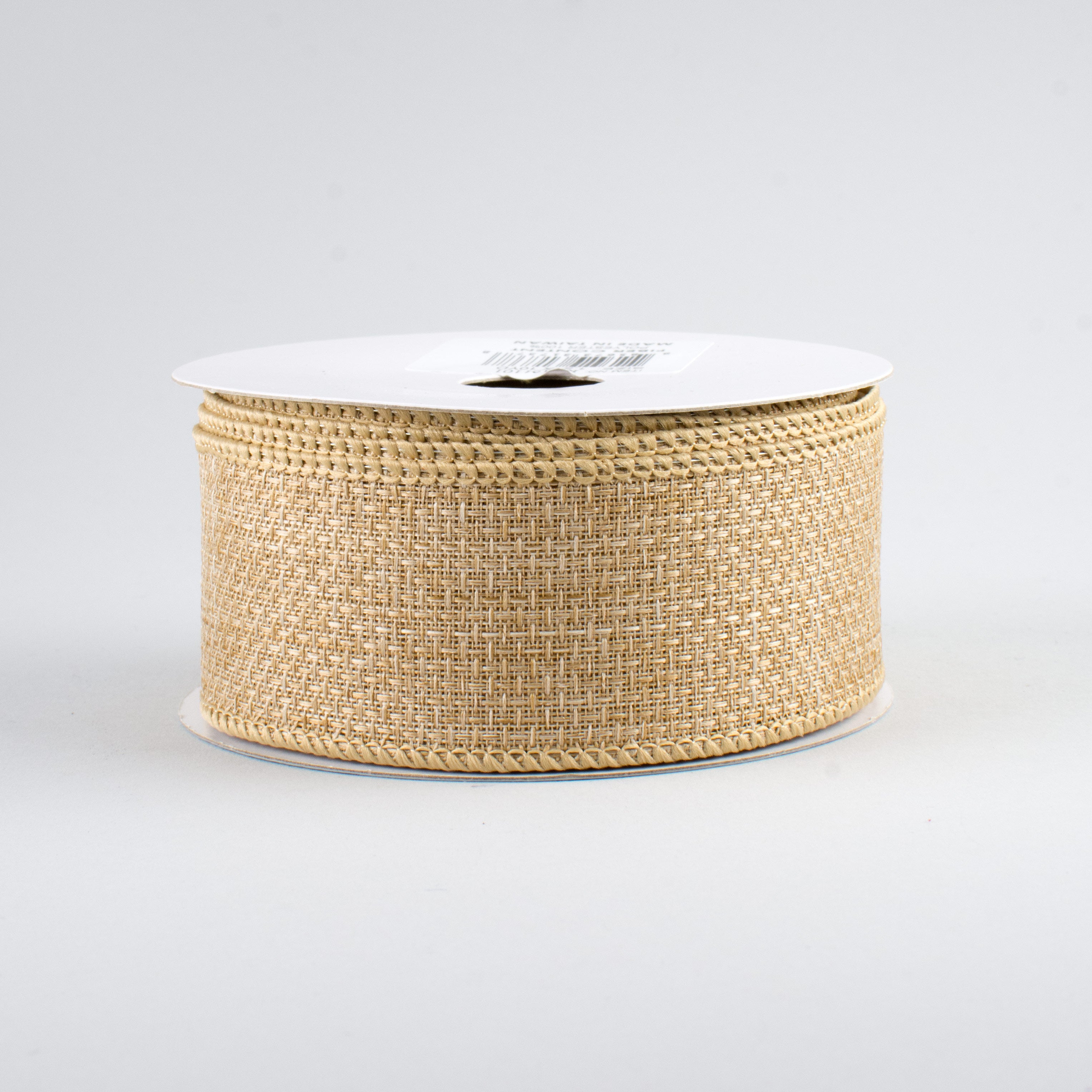 1.5" Royal Faux Burlap Ribbon: Beige (10 Yards)