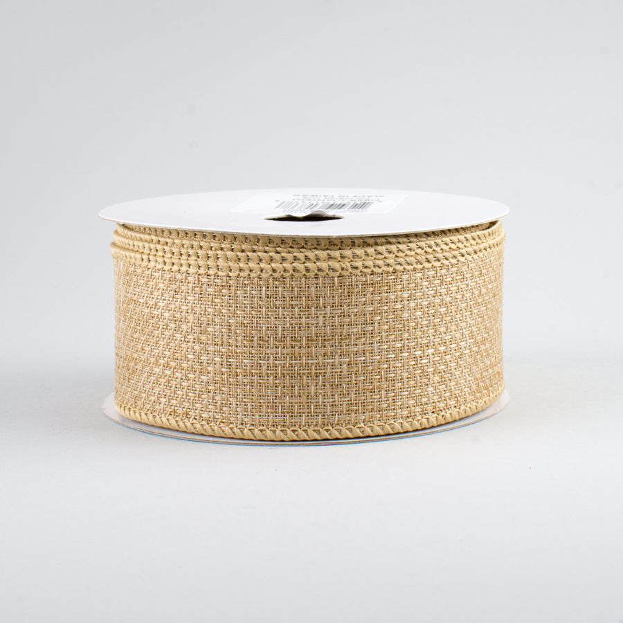 1.5" Royal Faux Burlap Ribbon: Beige (10 Yards)