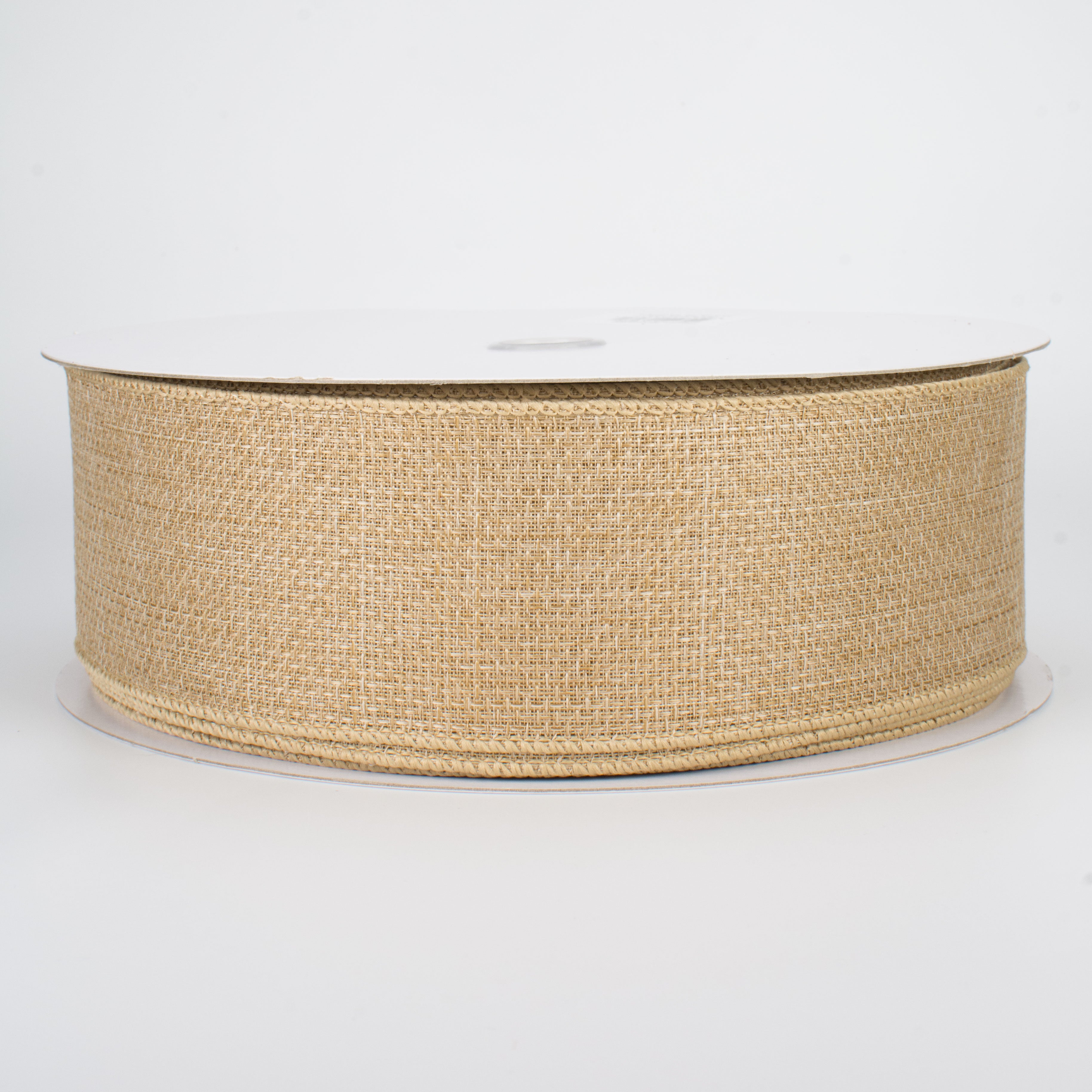 2.5" Royal Faux Burlap Ribbon: Beige (50 Yards)