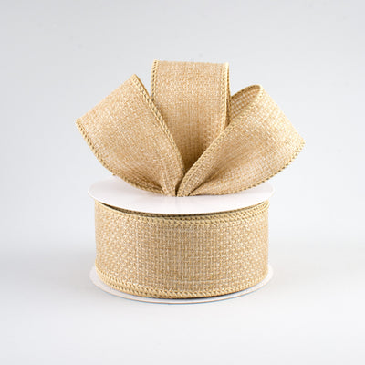 1.5" Royal Faux Burlap Ribbon: Beige (10 Yards) Lifestyle Photo