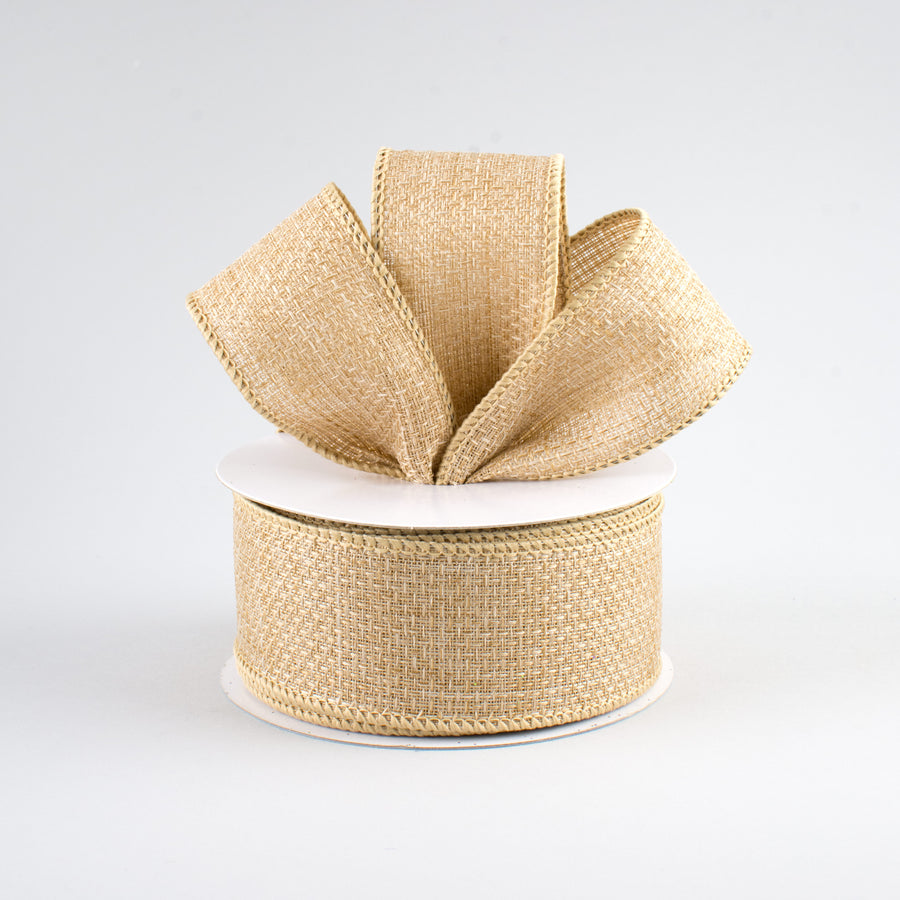 1.5" Royal Faux Burlap Ribbon: Beige (10 Yards) Lifestyle Photo