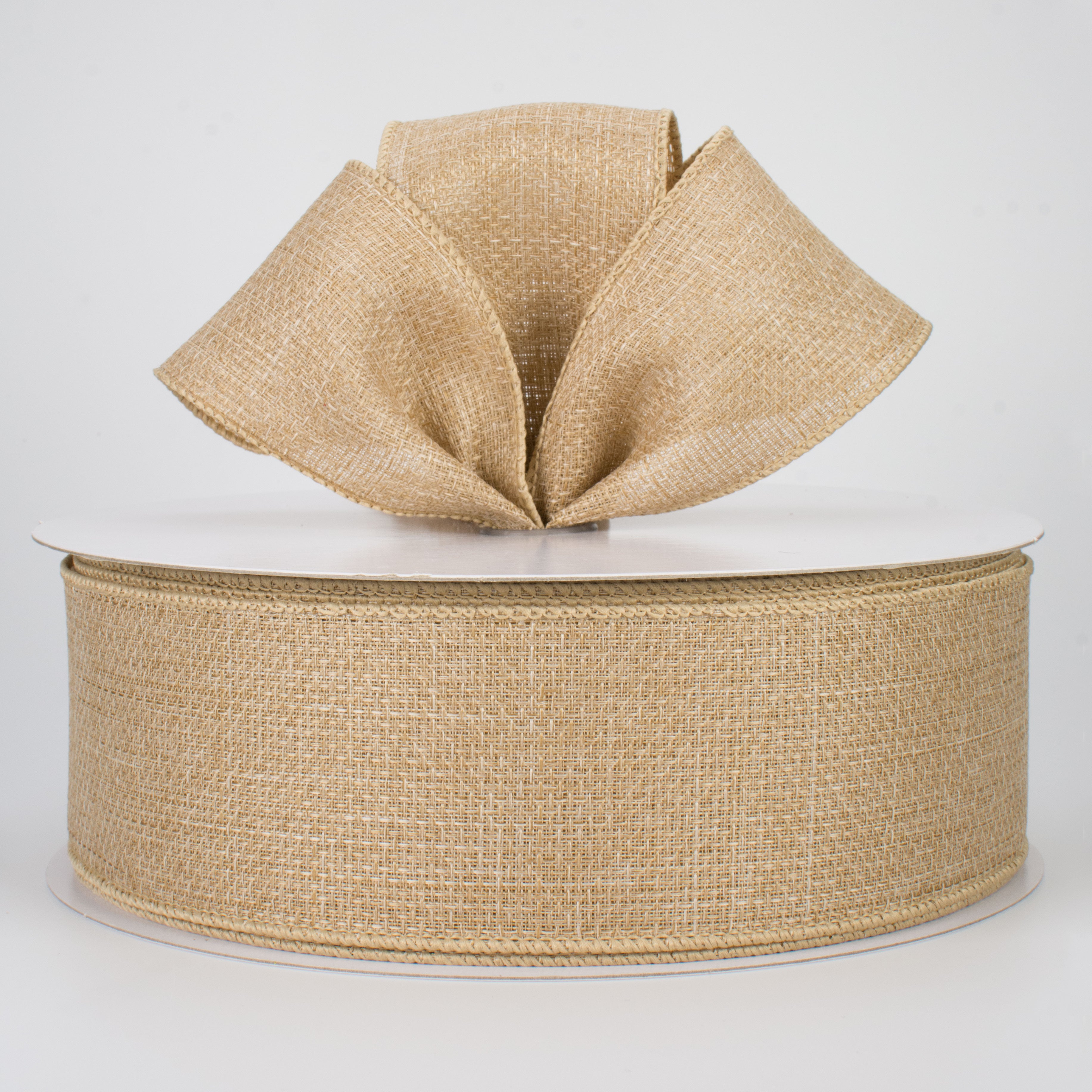 2.5" Royal Faux Burlap Ribbon: Beige (50 Yards) Lifestyle Photo
