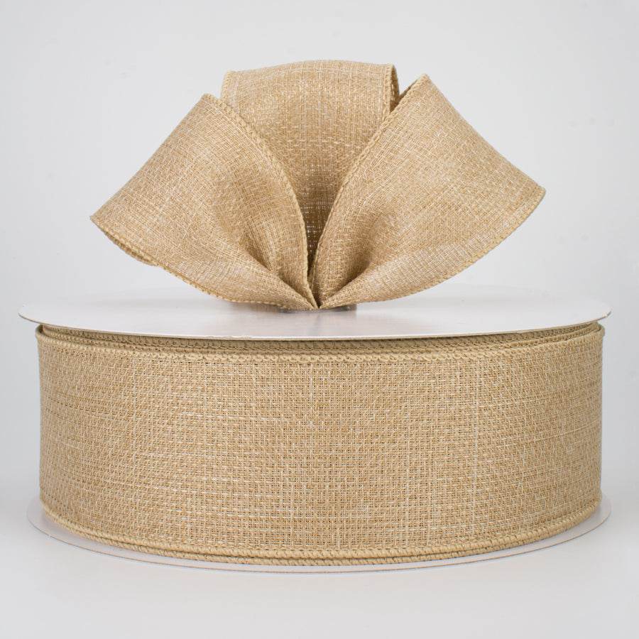 2.5" Royal Faux Burlap Ribbon: Beige (50 Yards) Lifestyle Photo