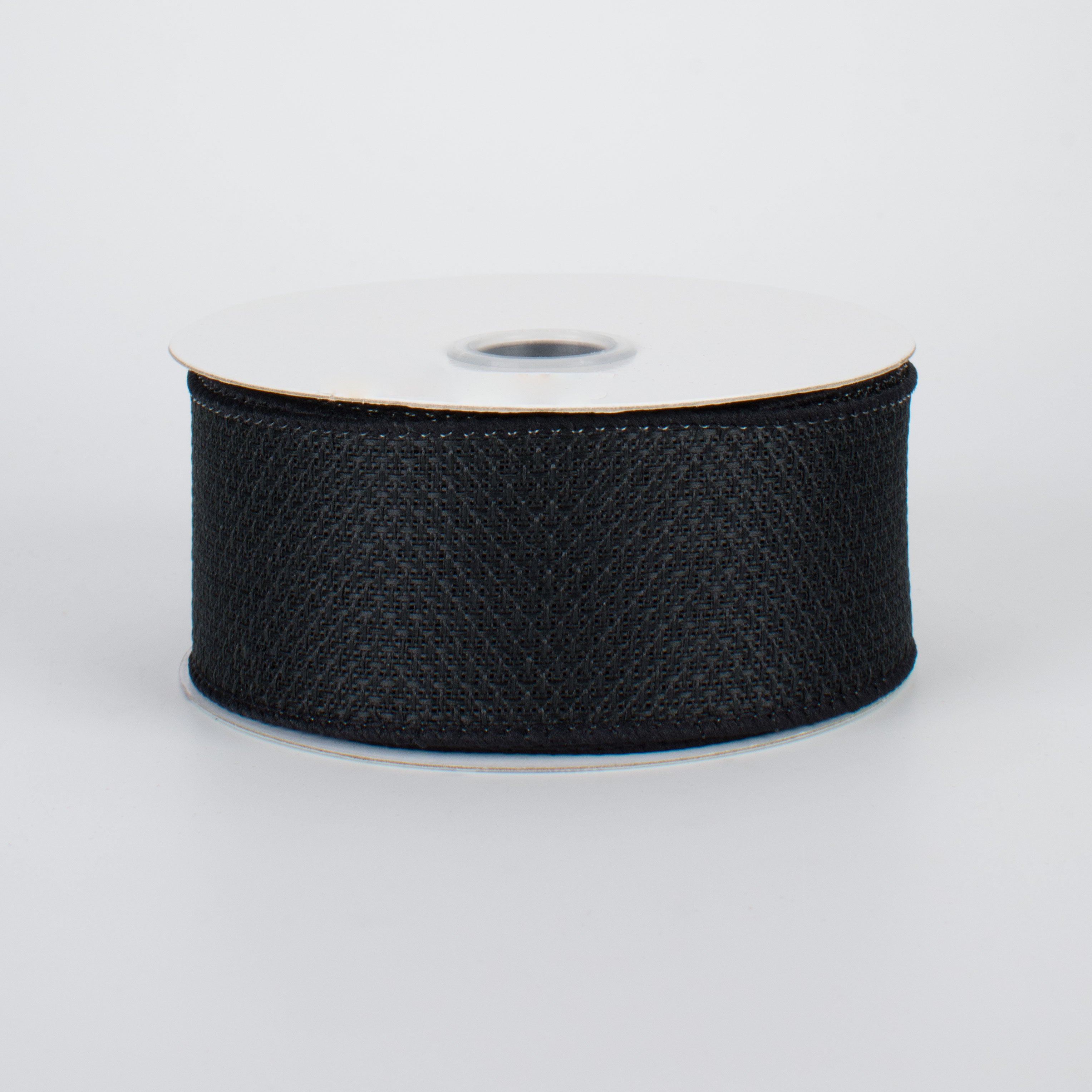 1.5" Royal Faux Burlap Ribbon: Black (10 Yards)