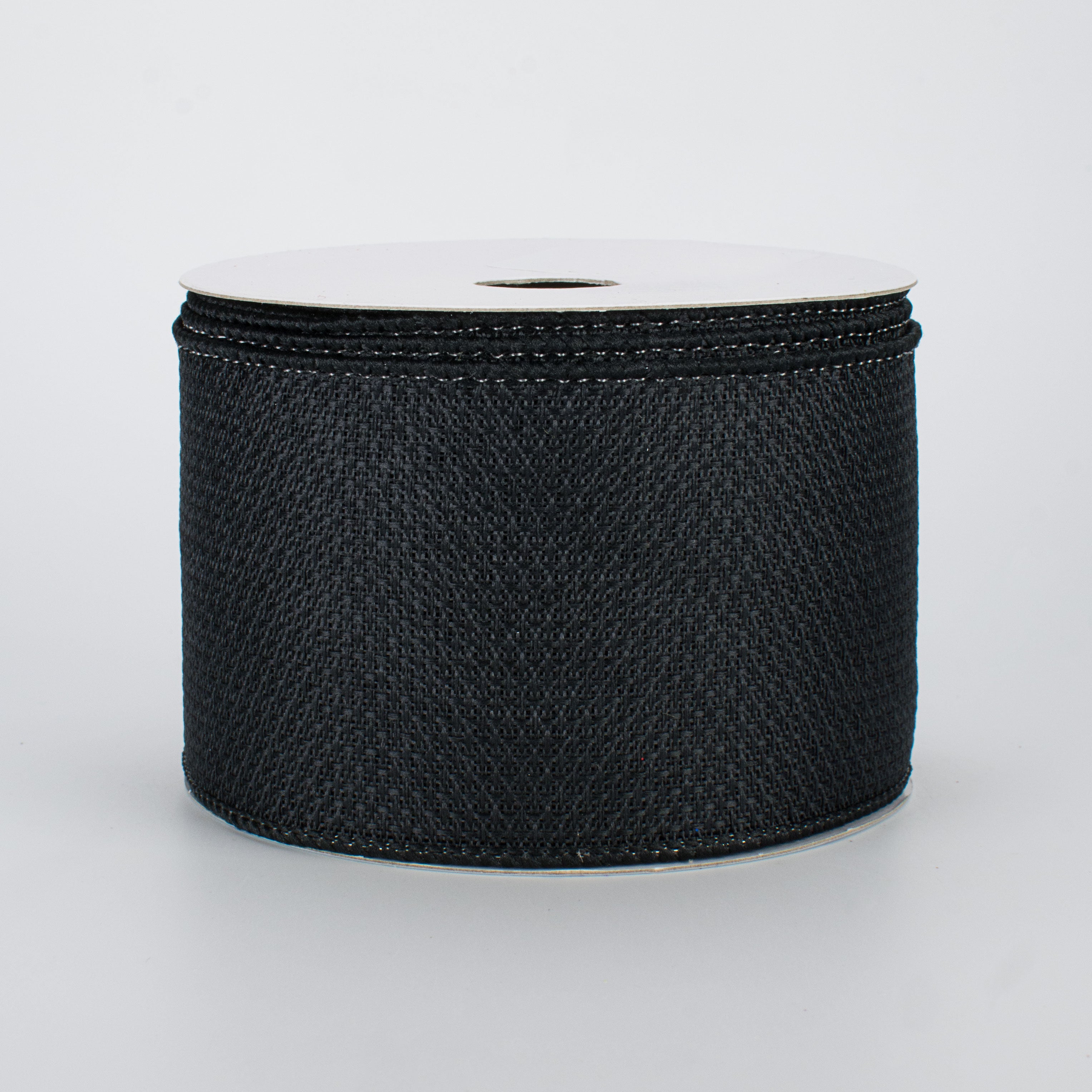 2.5" Royal Faux Burlap Ribbon: Black (10 Yards)