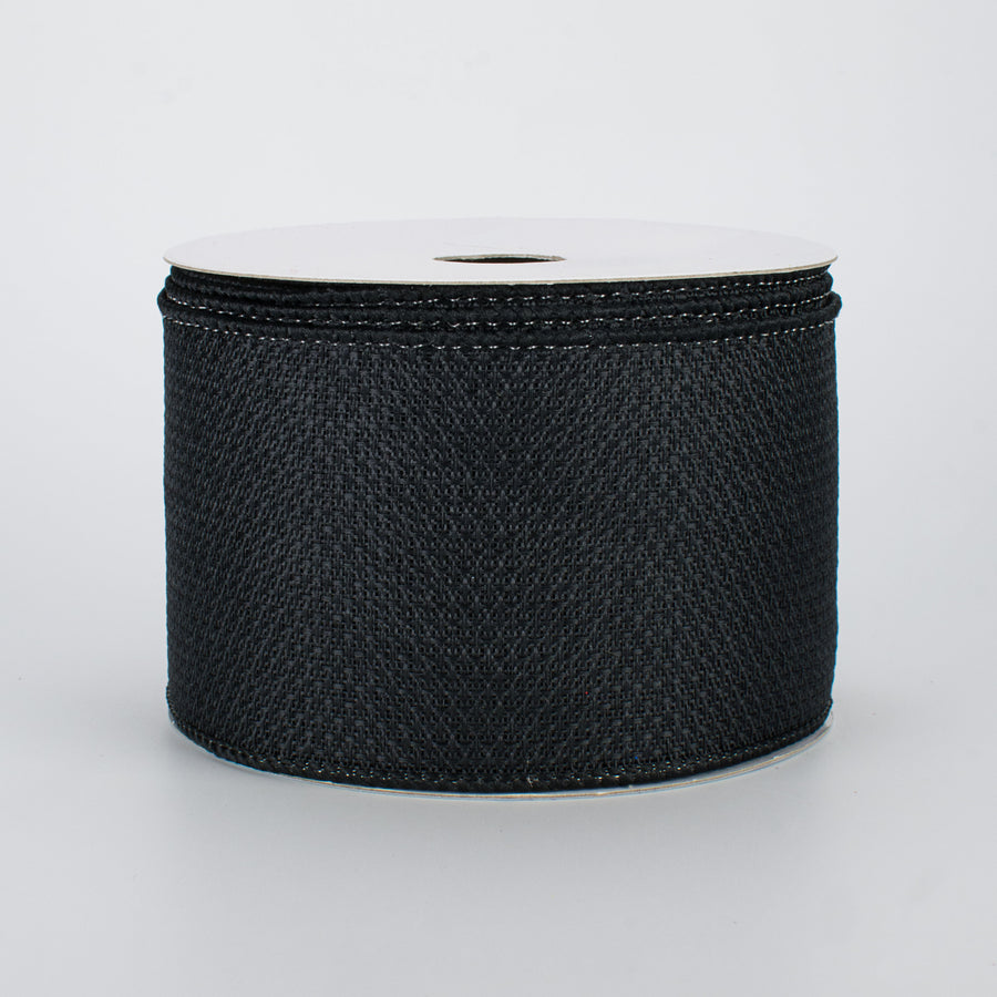 2.5" Royal Faux Burlap Ribbon: Black (10 Yards)