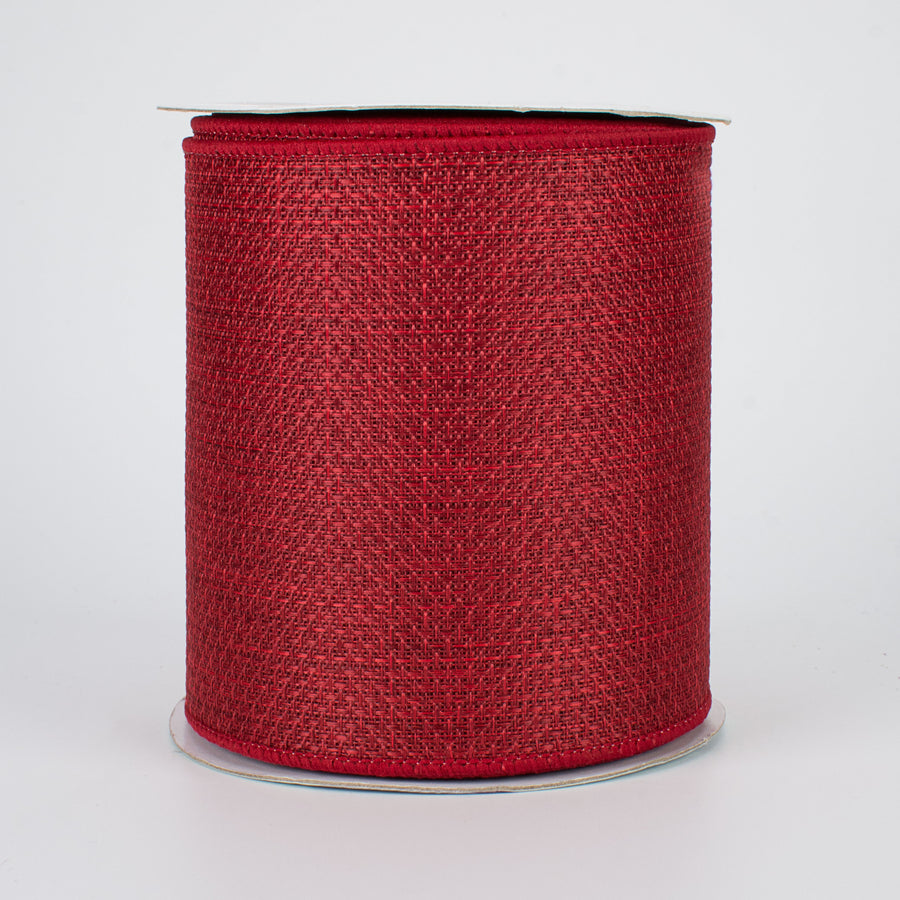 4" Royal Faux Burlap Ribbon: Burgundy (10 Yards)