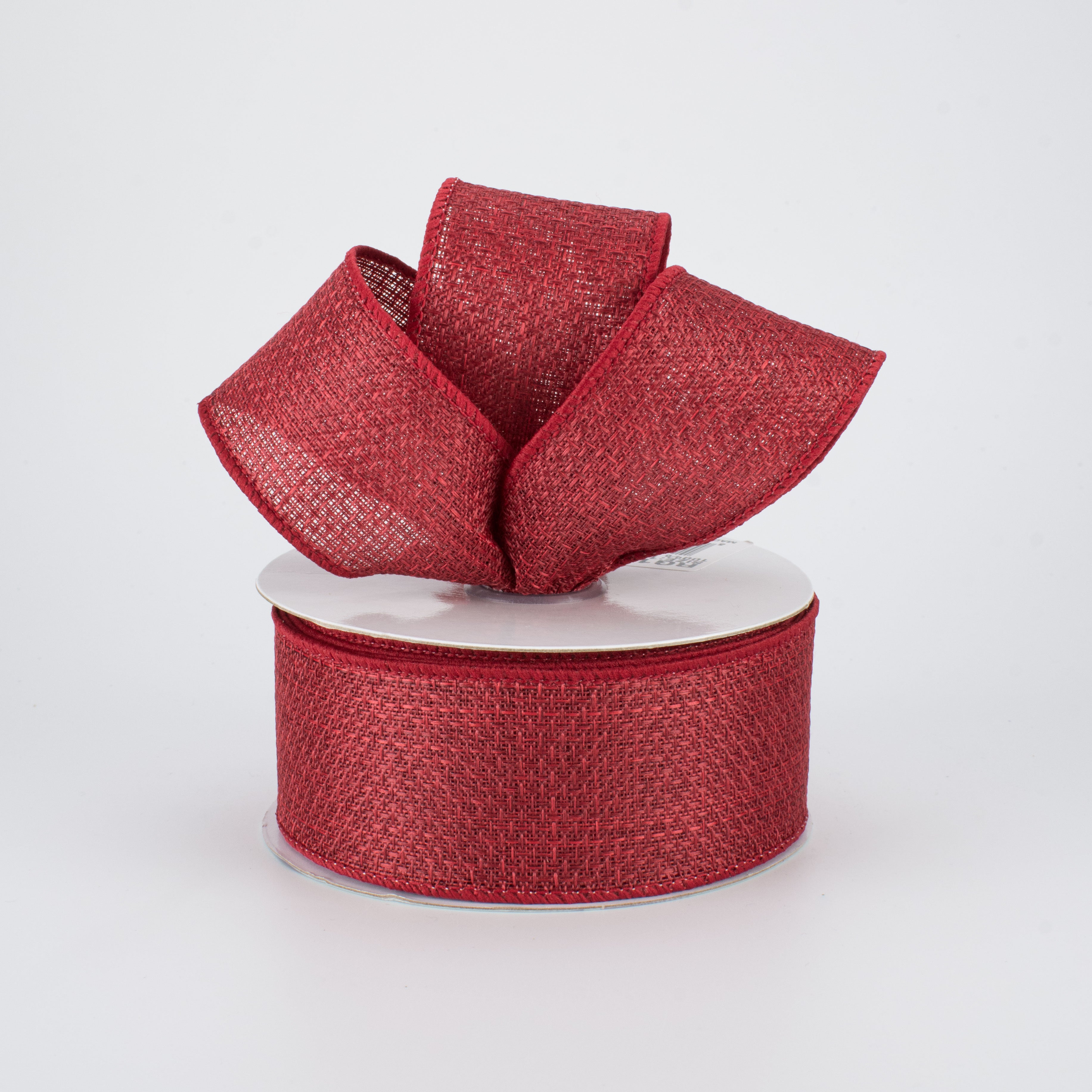 1.5" Royal Faux Burlap Ribbon: Burgundy (10 Yards) Lifestyle Photo