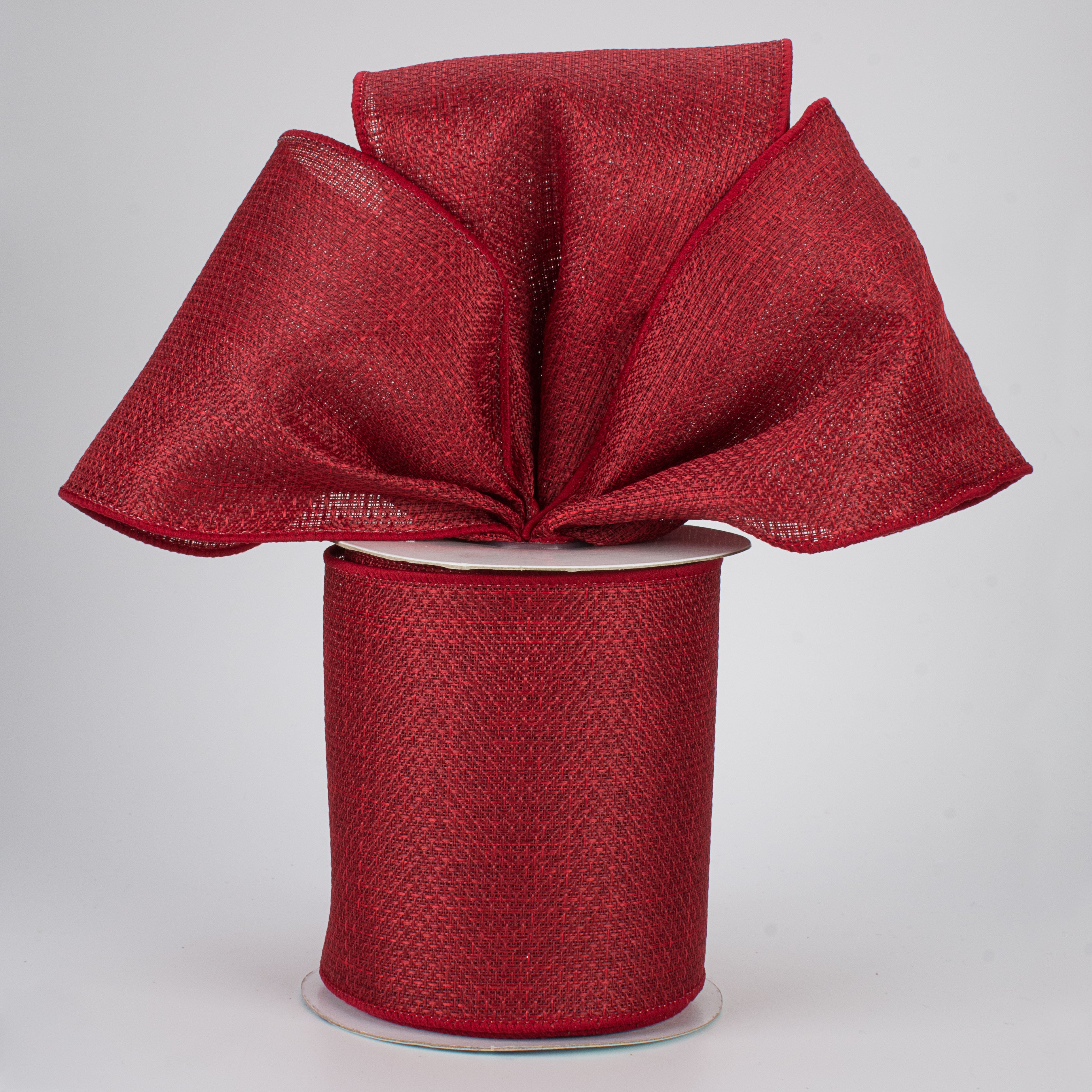 4" Royal Faux Burlap Ribbon: Burgundy (10 Yards) Lifestyle Photo