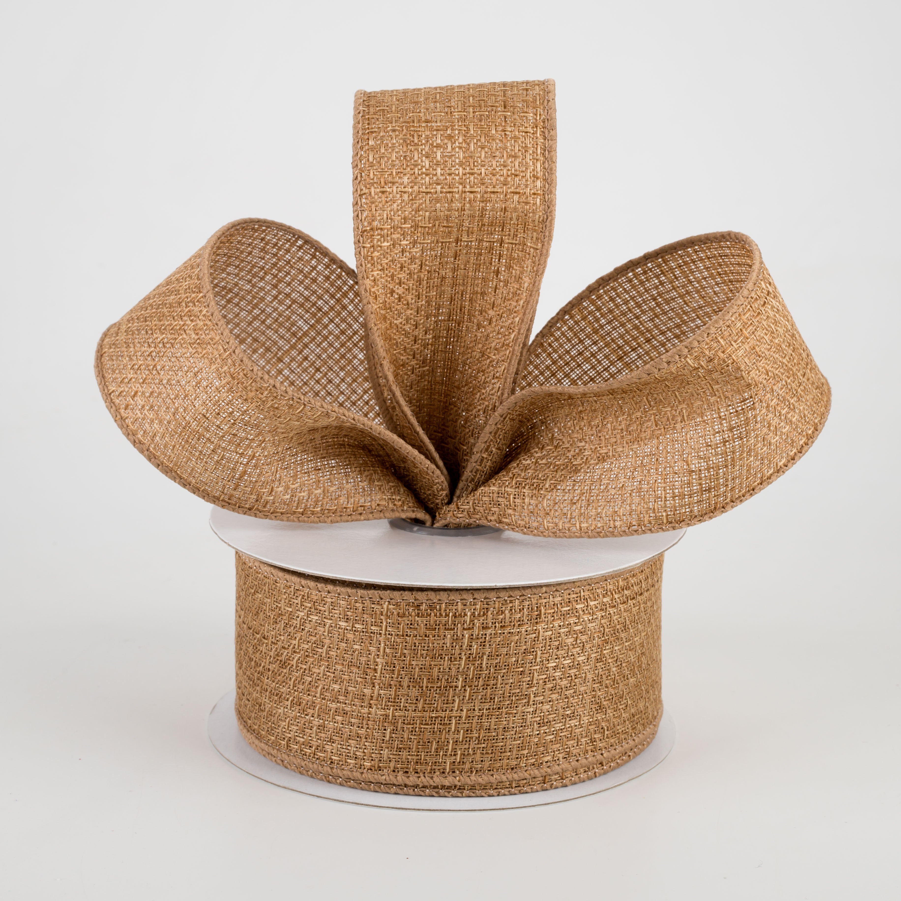 1.5" Royal Faux Burlap Ribbon: Caramel Brown (10 Yards) Lifestyle Photo