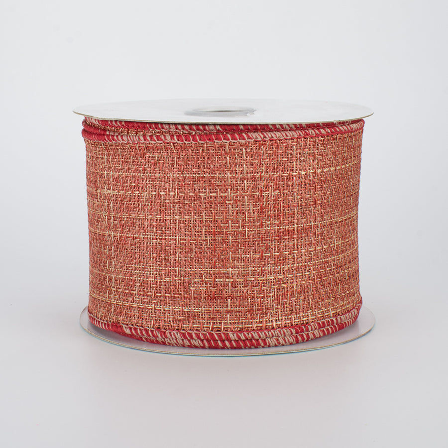 2.5" Royal Faux Burlap Ribbon: Clay (10 Yards)
