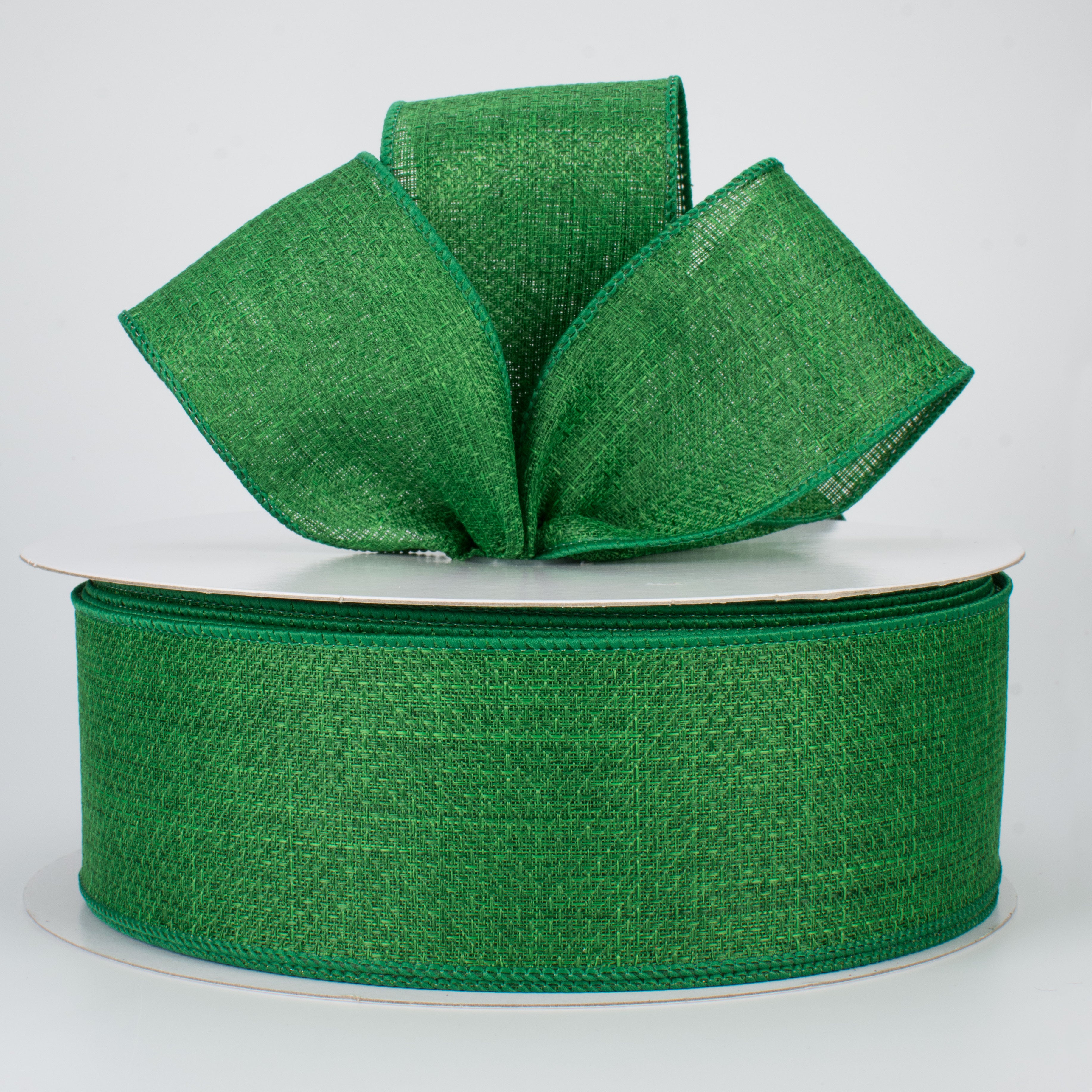 2.5" Royal Faux Burlap Ribbon: Emerald Green (50 Yards) Lifestyle Photo