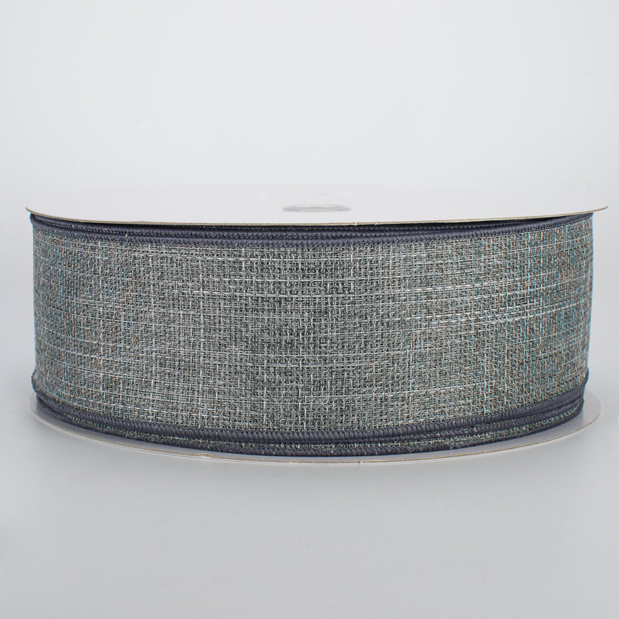 2.5" Royal Faux Burlap Ribbon: Grey (50 Yards)