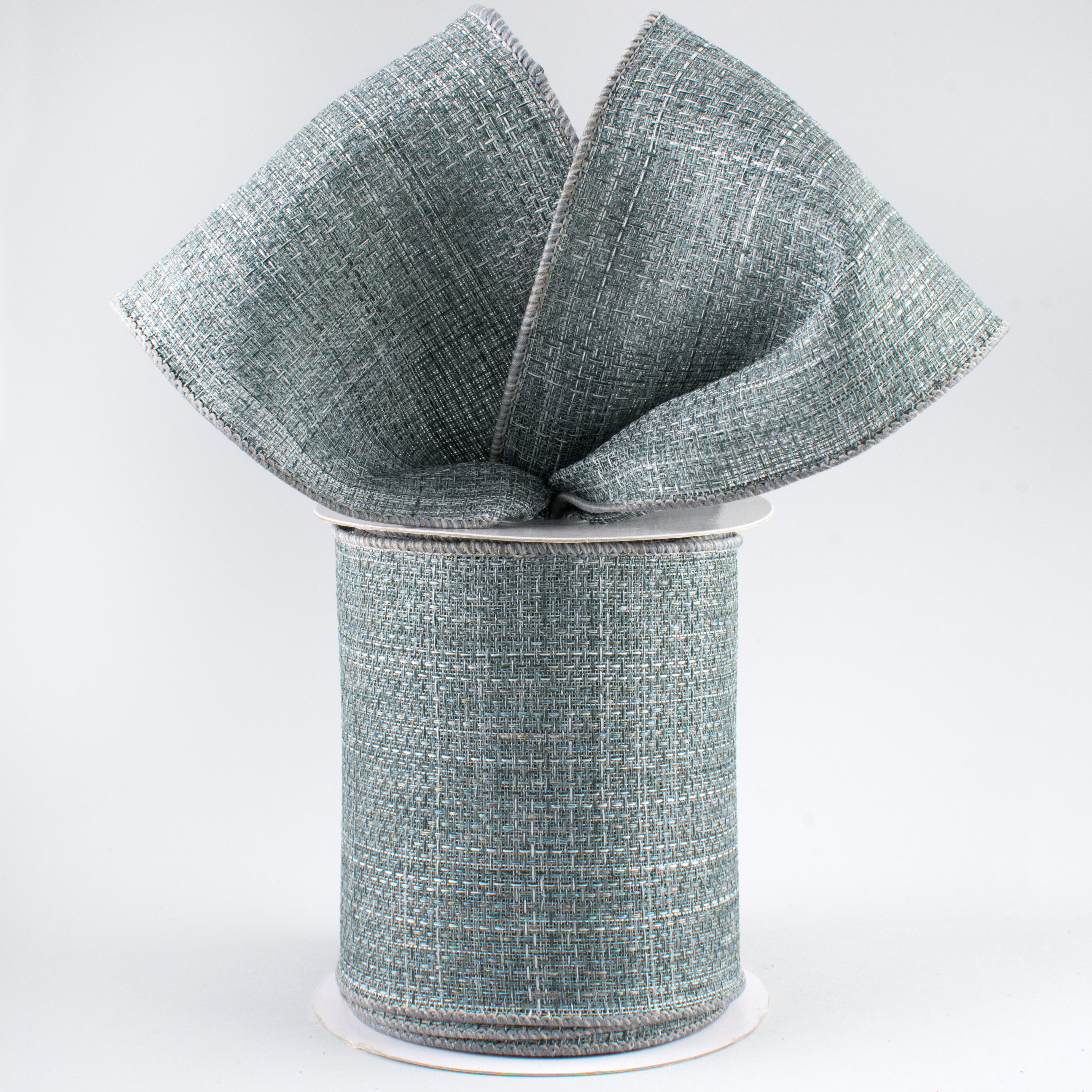 4" Royal Faux Burlap Ribbon: Grey (10 Yards) Lifestyle Photo