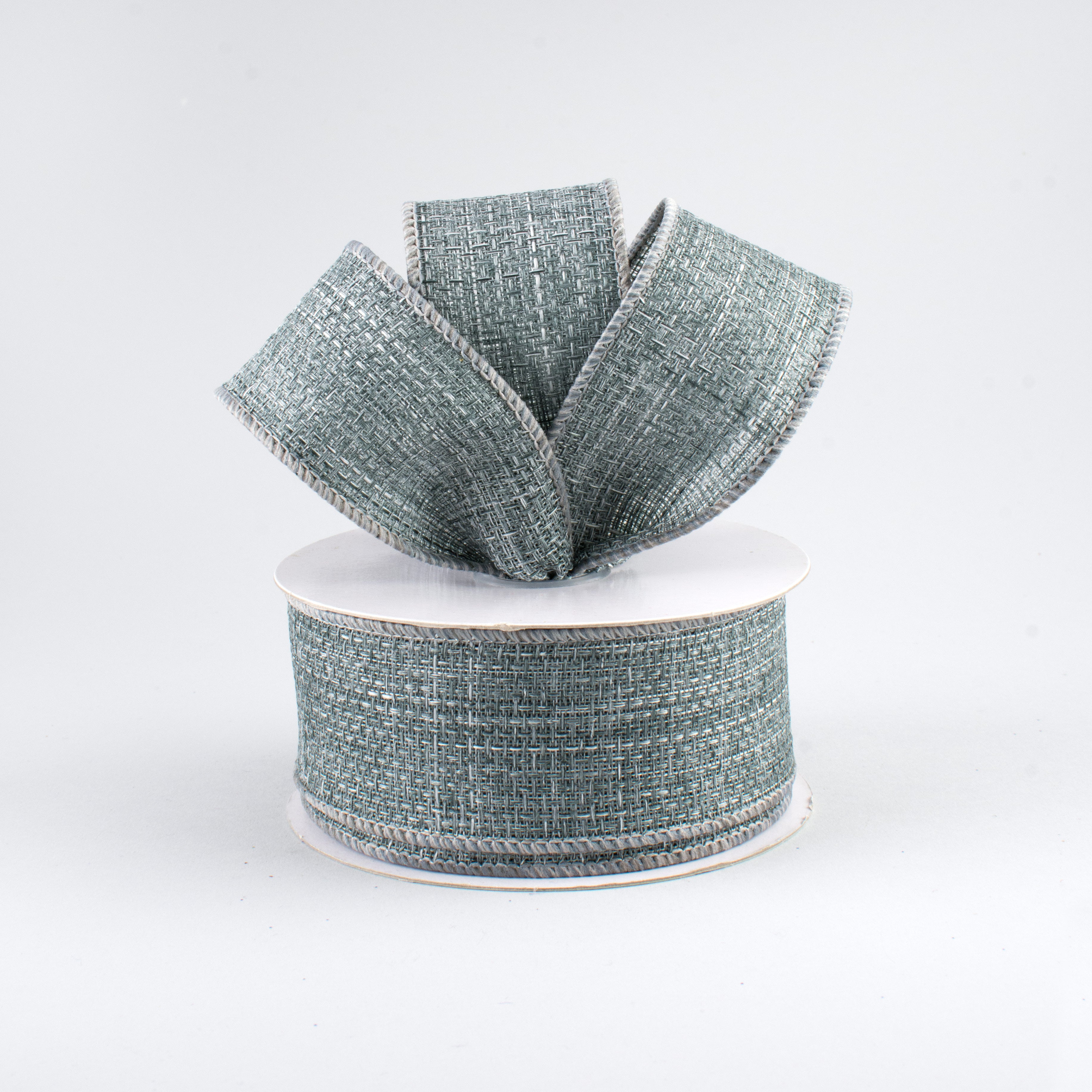 1.5" Royal Faux Burlap Ribbon: Grey (10 Yards) Lifestyle Photo