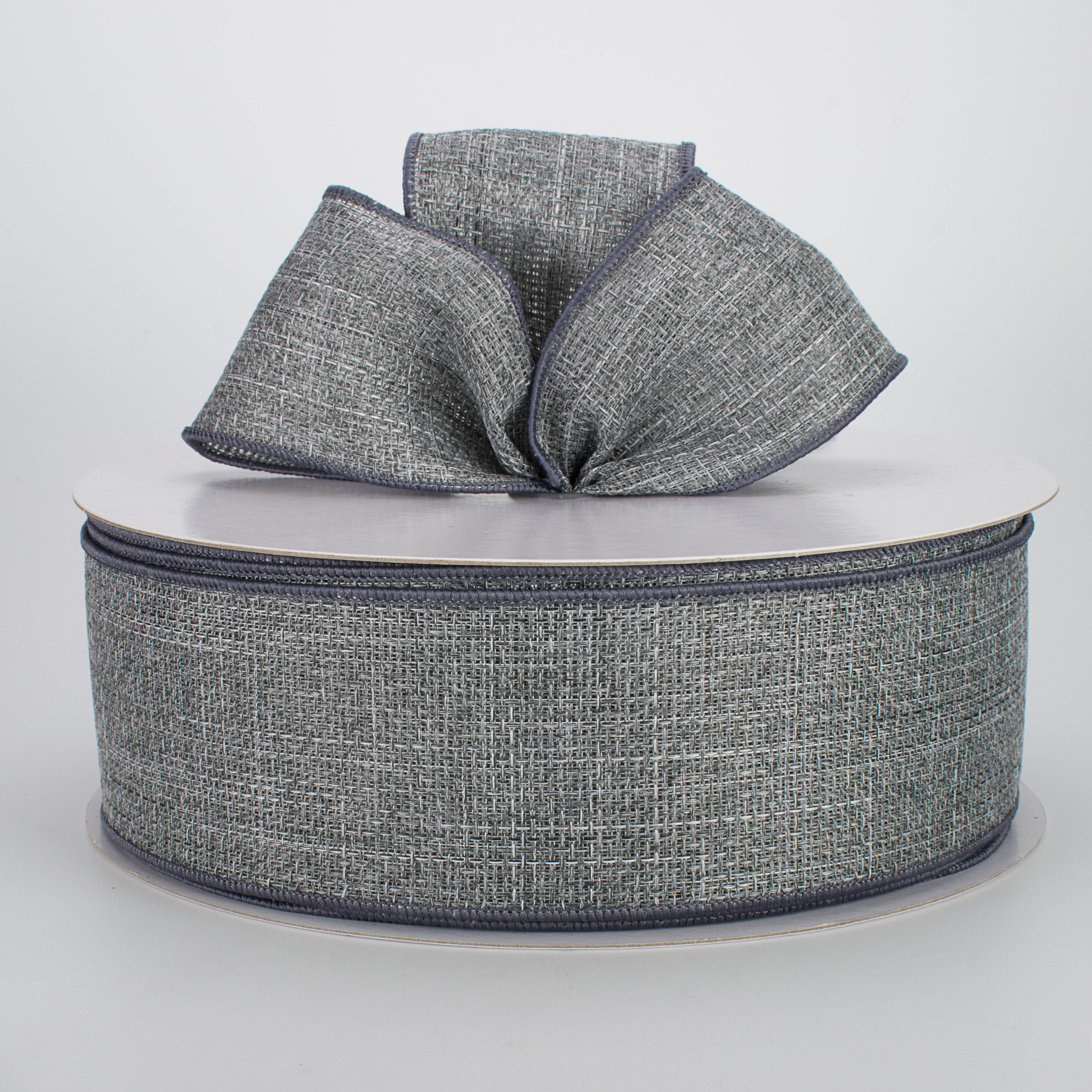 2.5" Royal Faux Burlap Ribbon: Grey (50 Yards) Lifestyle Photo