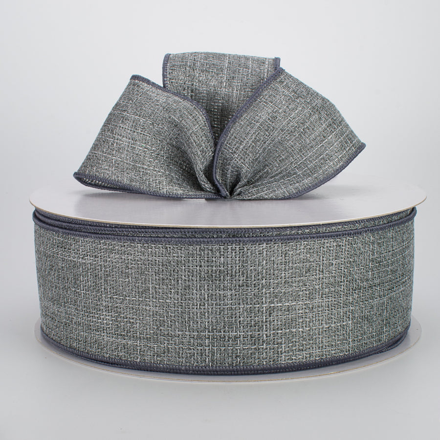 2.5" Royal Faux Burlap Ribbon: Grey (50 Yards) Lifestyle Photo