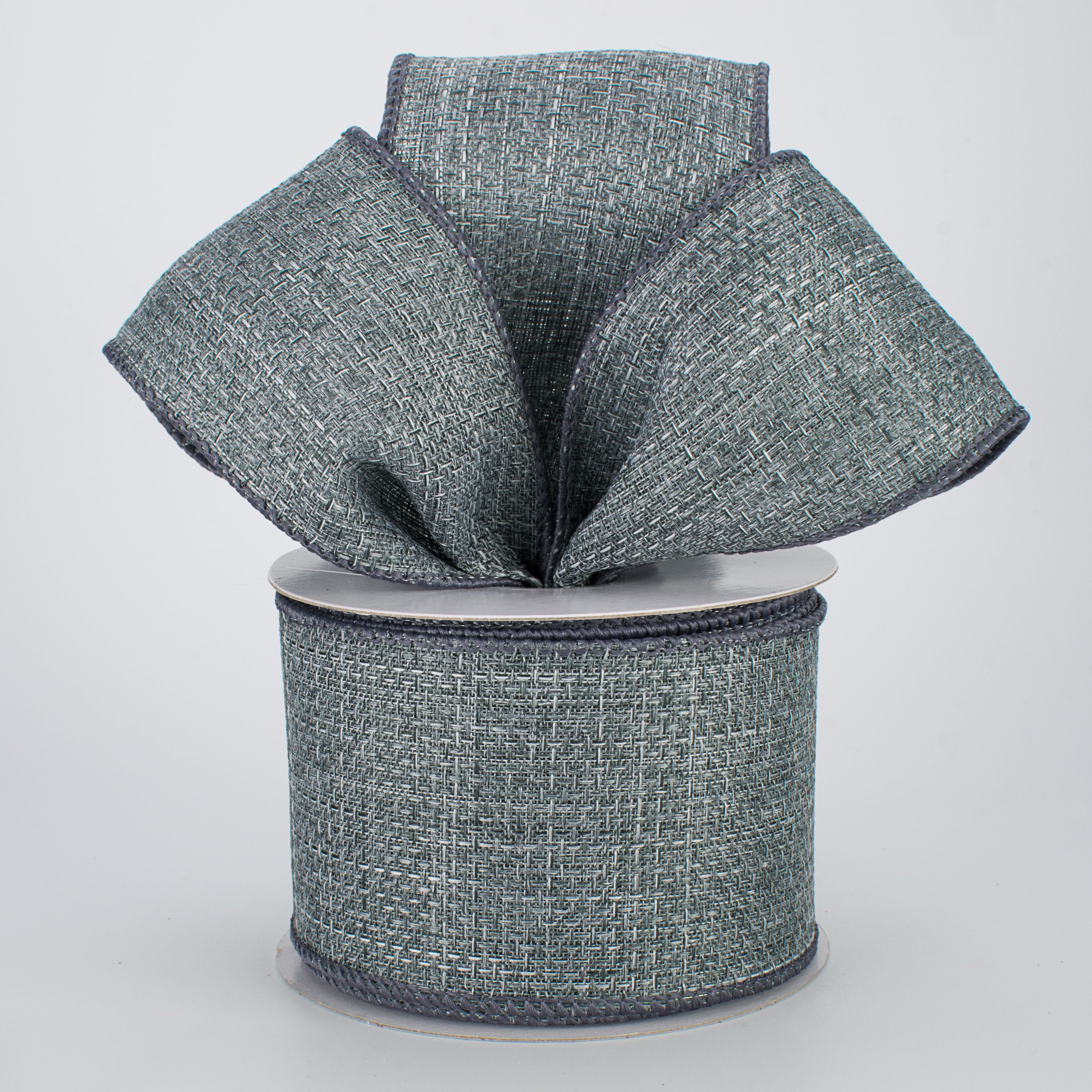 2.5" Royal Faux Burlap Ribbon: Grey (10 Yards) Lifestyle Photo