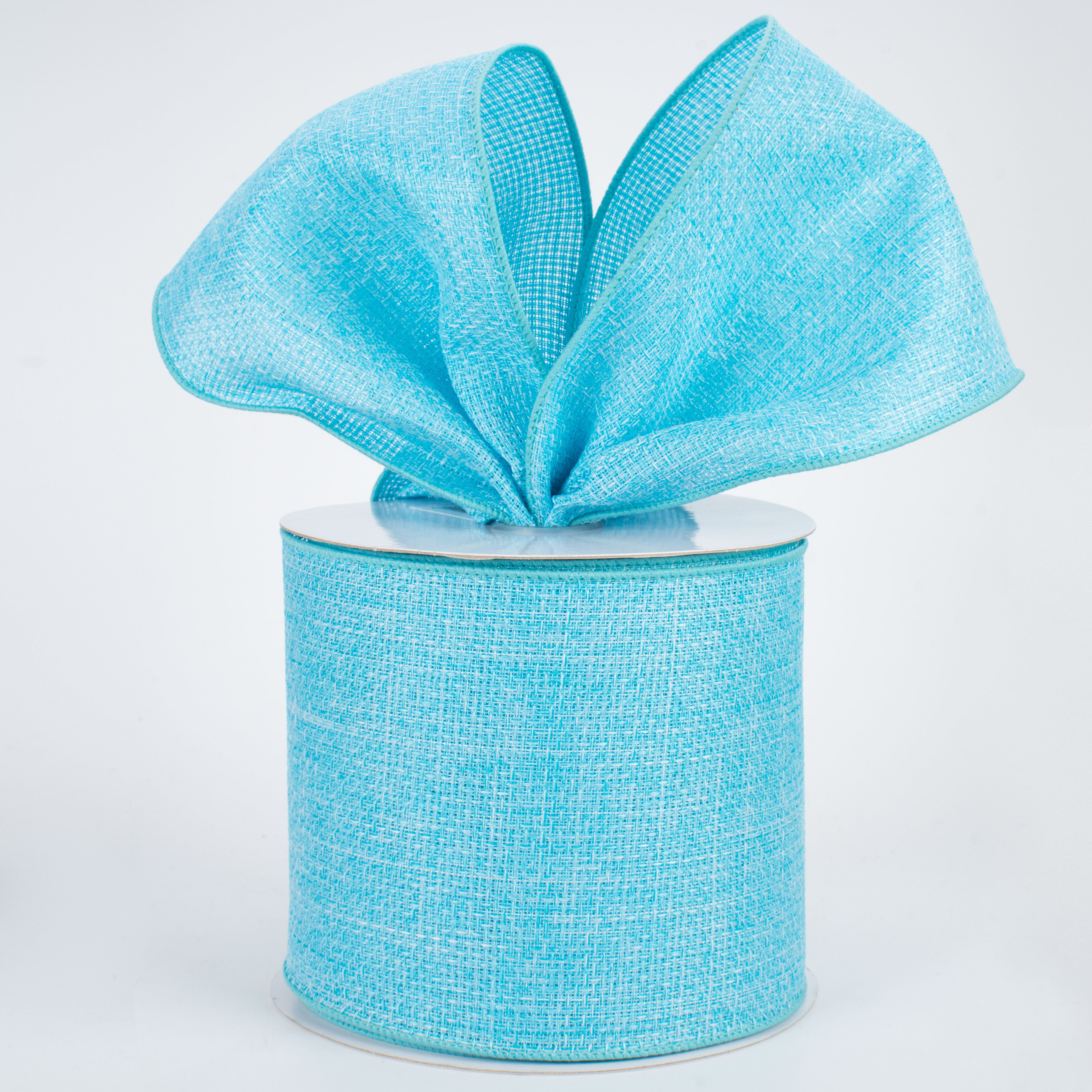 4" Royal Faux Burlap Ribbon: Light Blue (10 Yards) Lifestyle Photo
