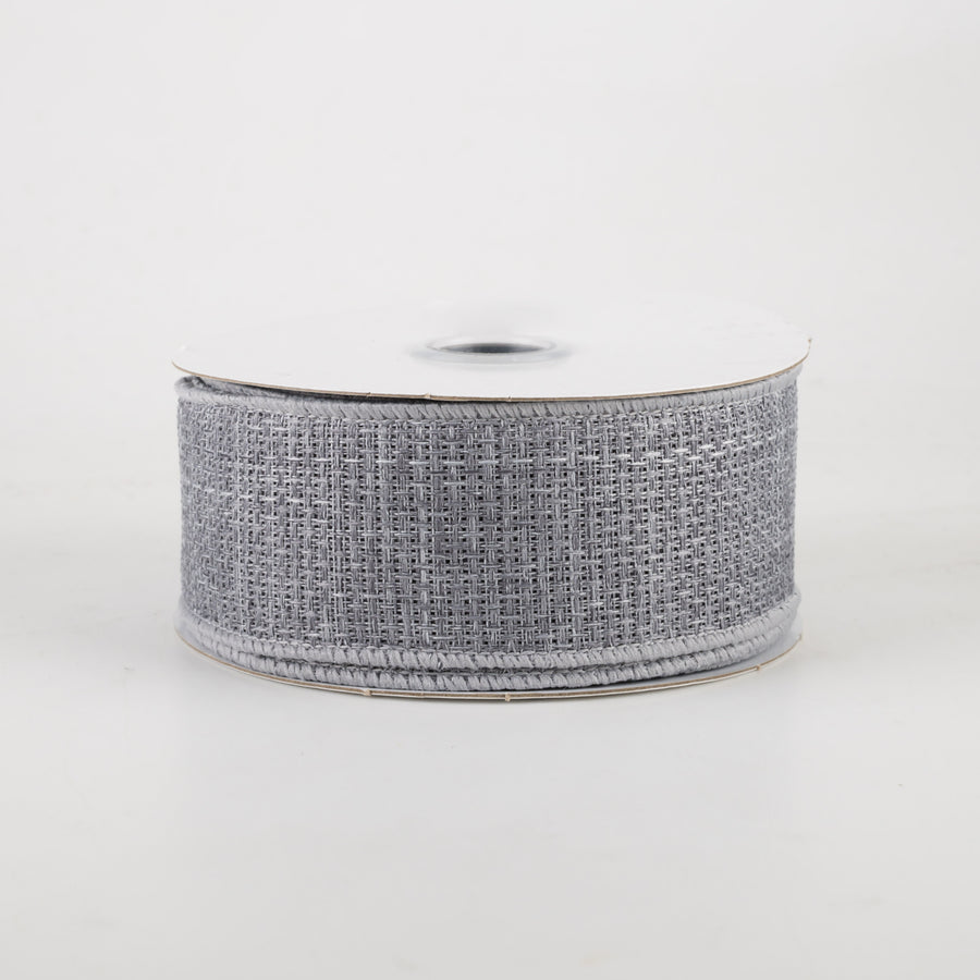 1.5" Royal Faux Burlap Ribbon: Light Grey (10 Yards)