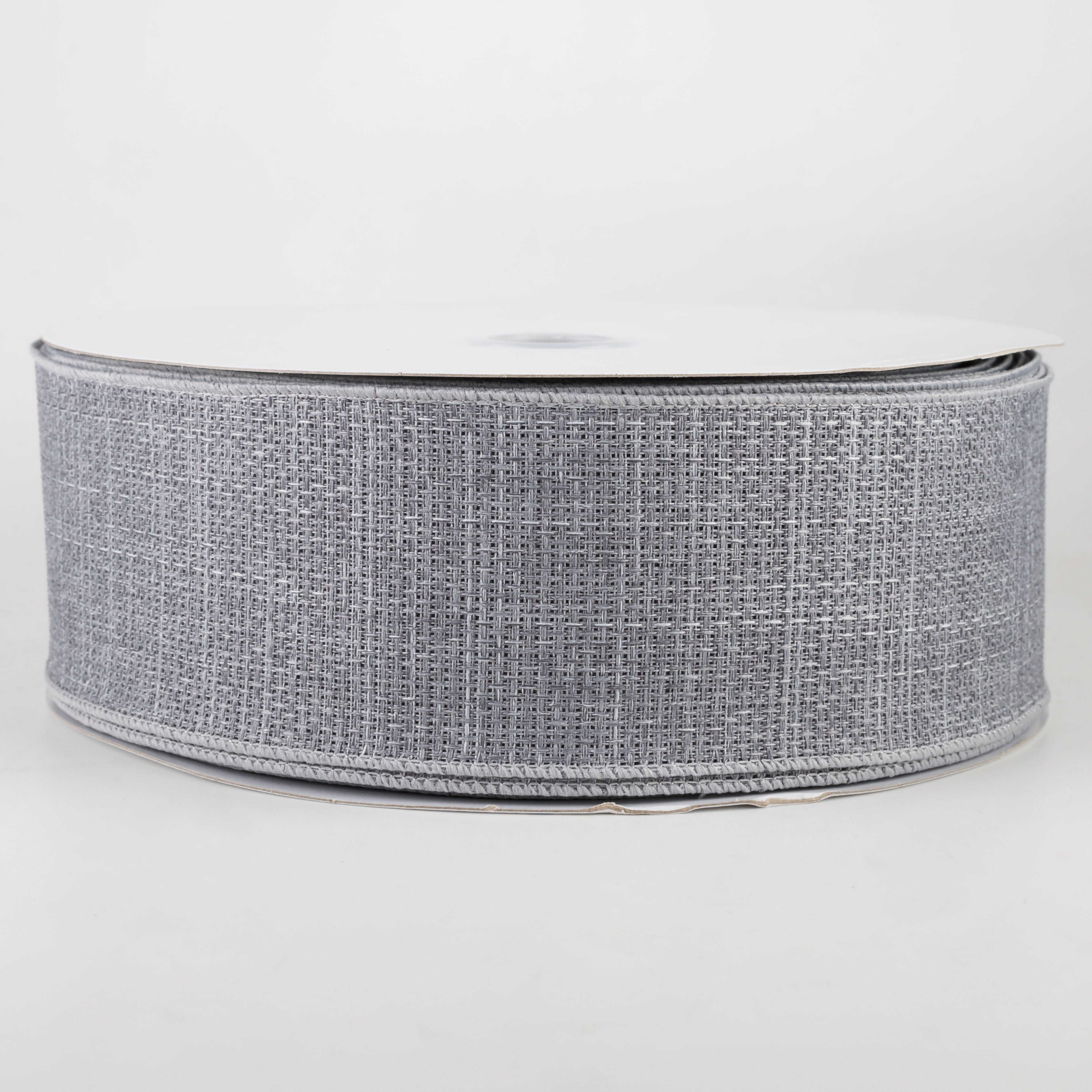 2.5" Royal Faux Burlap Ribbon: Light Grey (50 Yards)