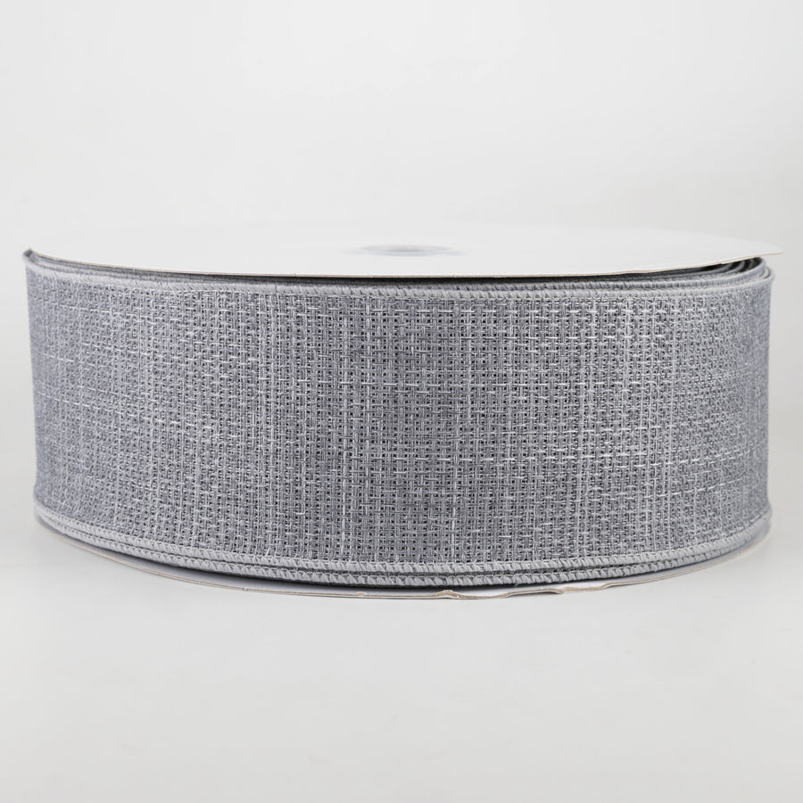 2.5" Royal Faux Burlap Ribbon: Light Grey (50 Yards)