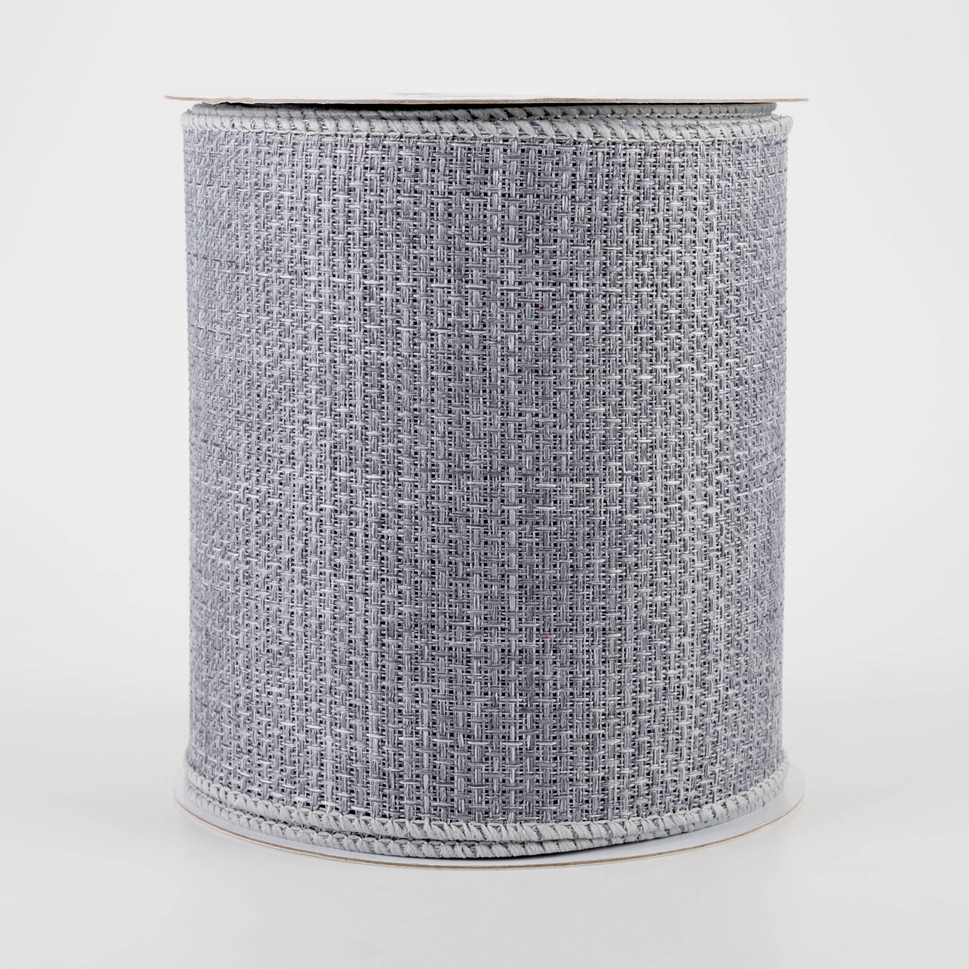 4" Royal Faux Burlap Ribbon: Light Grey (10 Yards)