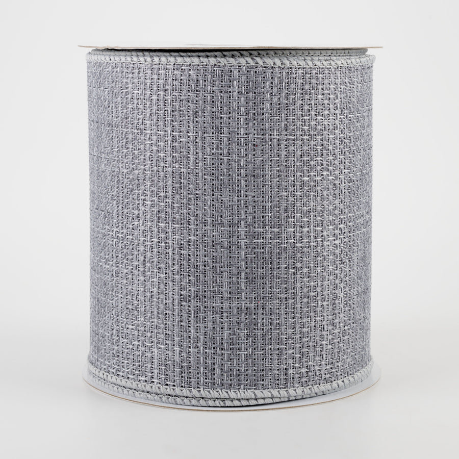 4" Royal Faux Burlap Ribbon: Light Grey (10 Yards)