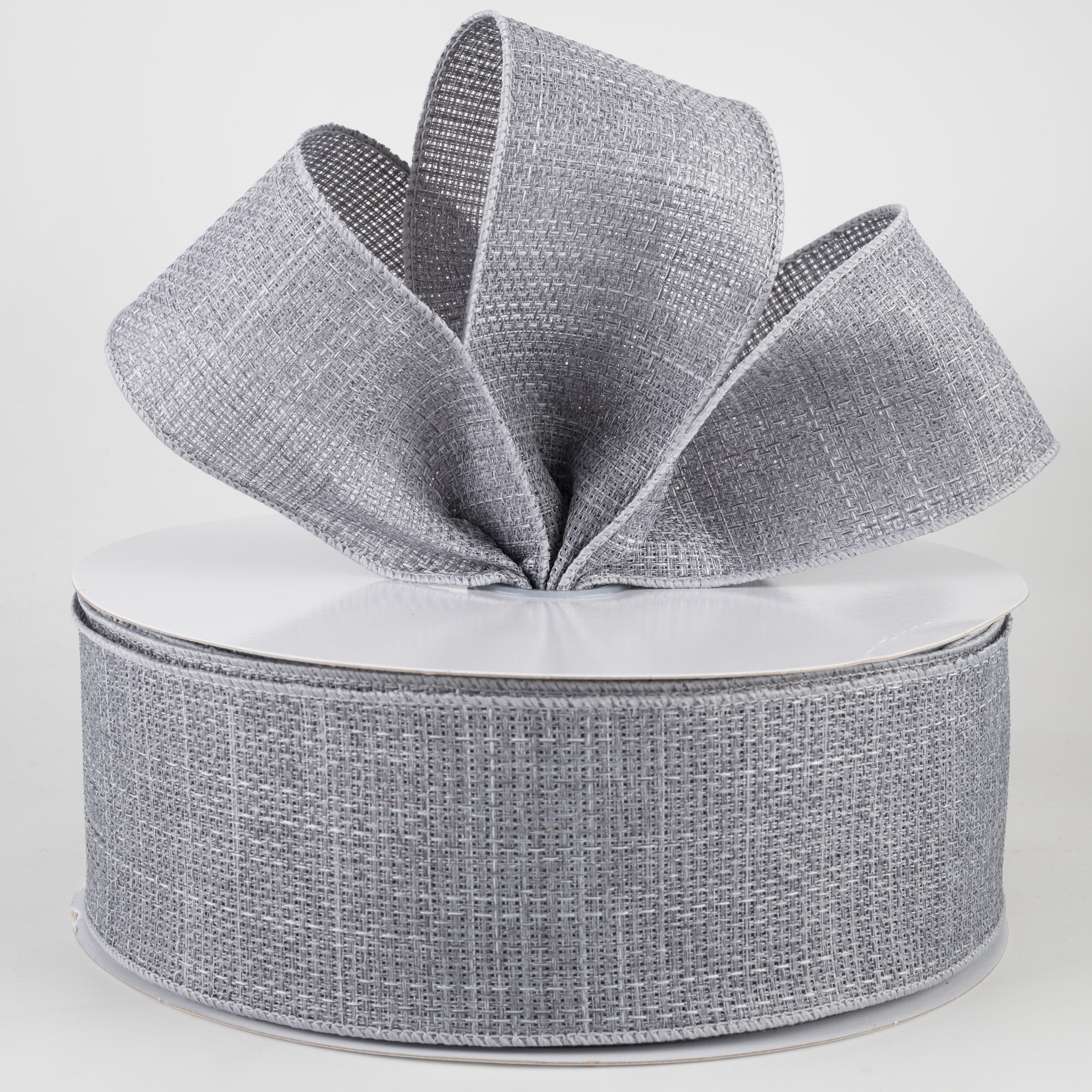 2.5" Royal Faux Burlap Ribbon: Light Grey (50 Yards) Lifestyle Photo