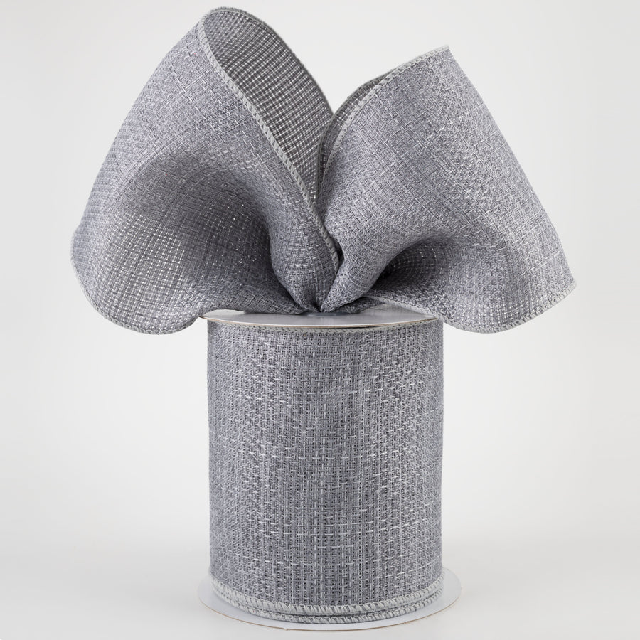 4" Royal Faux Burlap Ribbon: Light Grey (10 Yards) Lifestyle Photo
