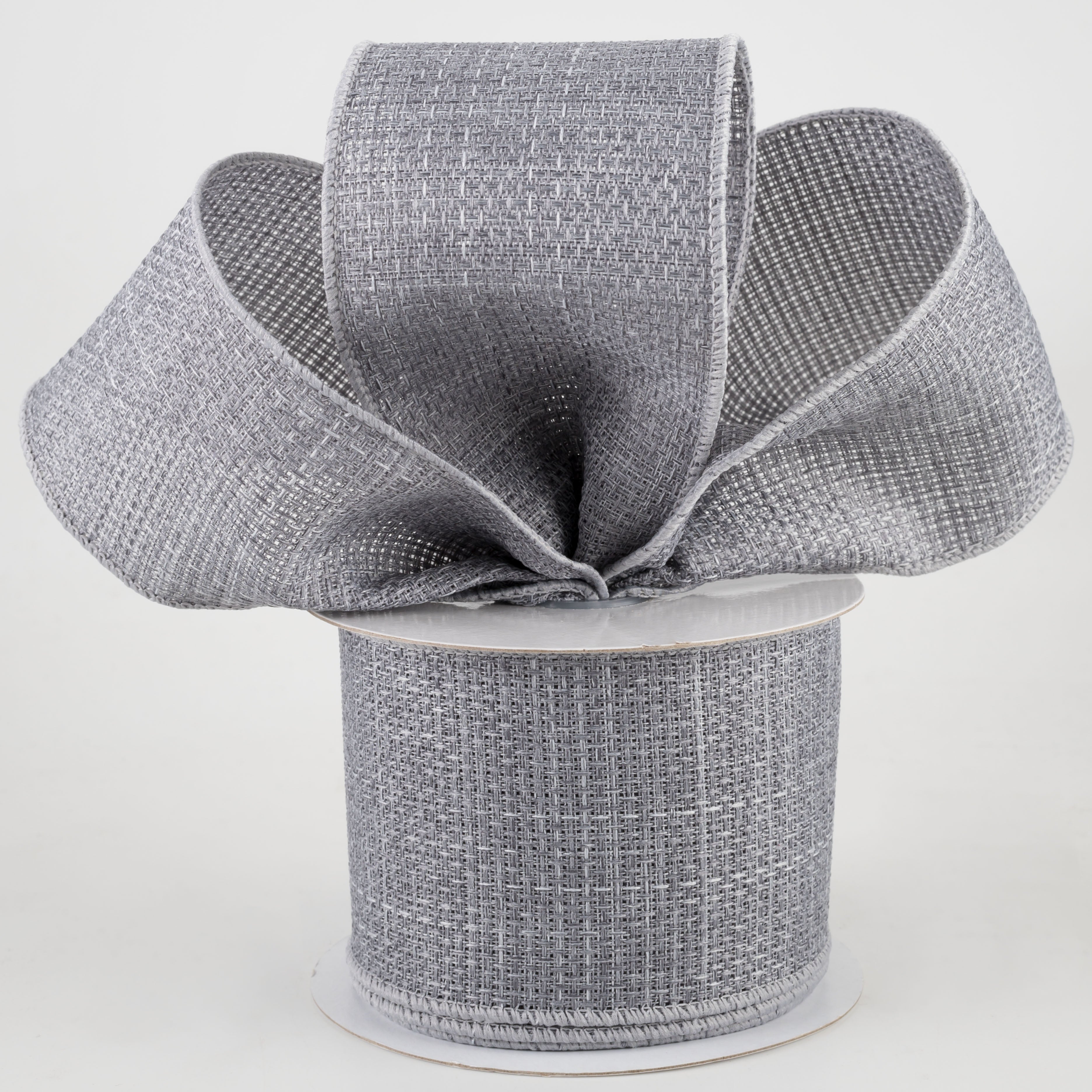 2.5" Royal Faux Burlap Ribbon: Light Grey (10 Yards) Lifestyle Photo