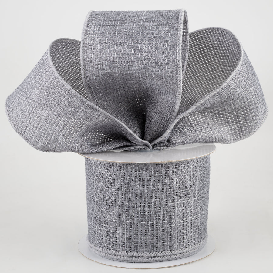 2.5" Royal Faux Burlap Ribbon: Light Grey (10 Yards) Lifestyle Photo
