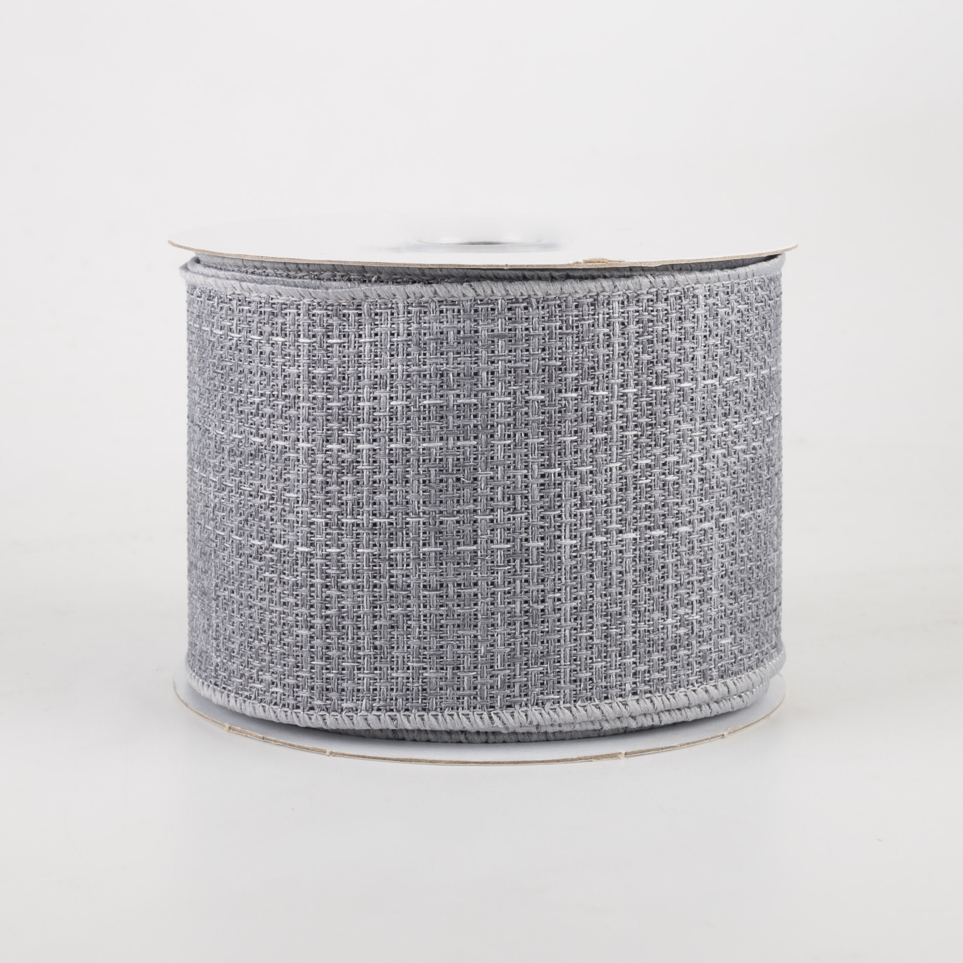 2.5" Royal Faux Burlap Ribbon: Light Grey (10 Yards)
