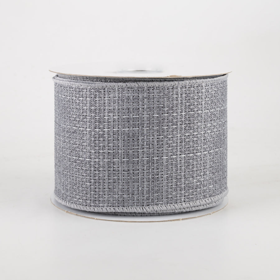 2.5" Royal Faux Burlap Ribbon: Light Grey (10 Yards)