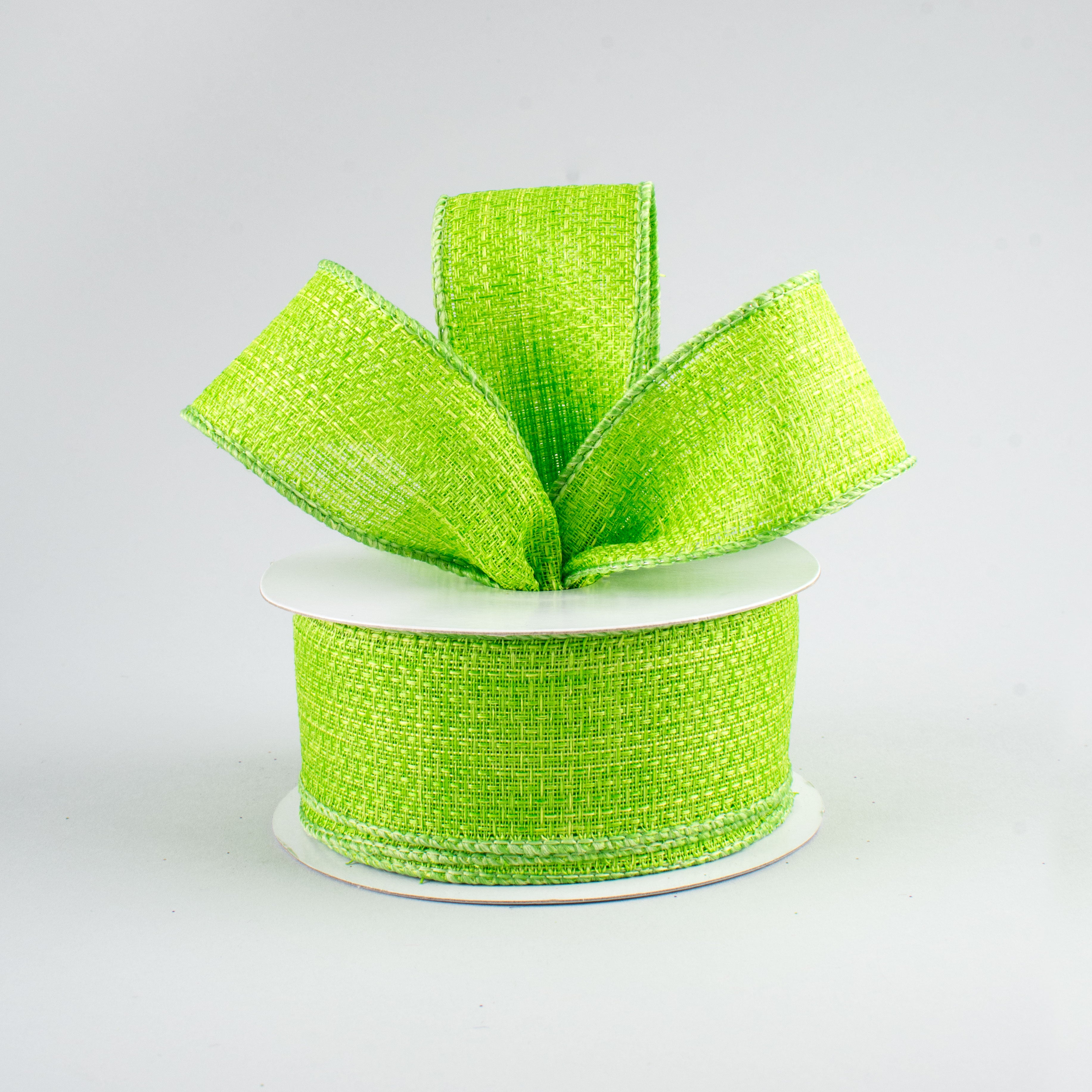 1.5" Royal Faux Burlap Ribbon: Lime Green (10 Yards) Lifestyle Photo